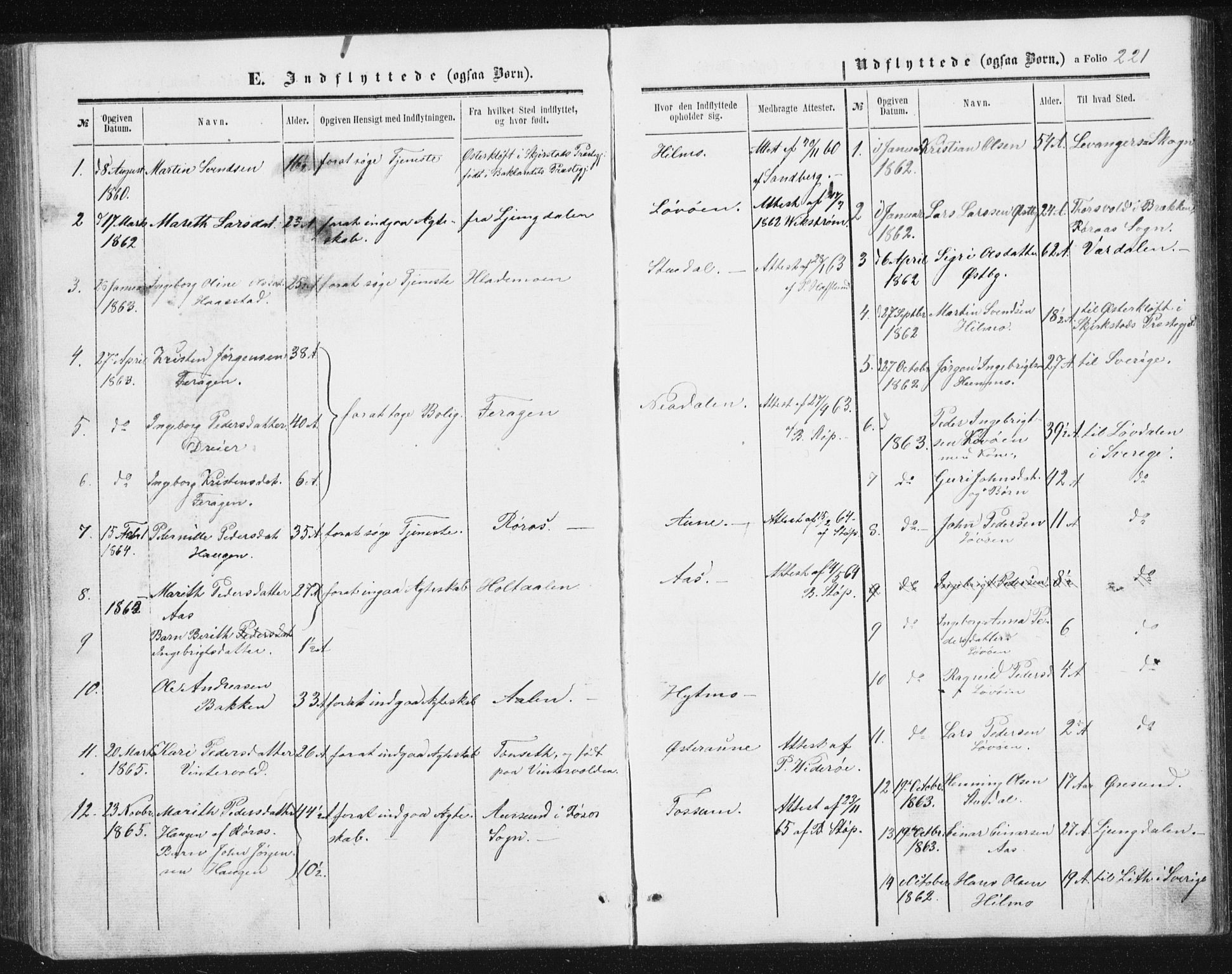 Ministerialprotokoller, klokkerbøker og fødselsregistre - Sør-Trøndelag, SAT/A-1456/698/L1166: Parish register (copy) no. 698C03, 1861-1887, p. 221