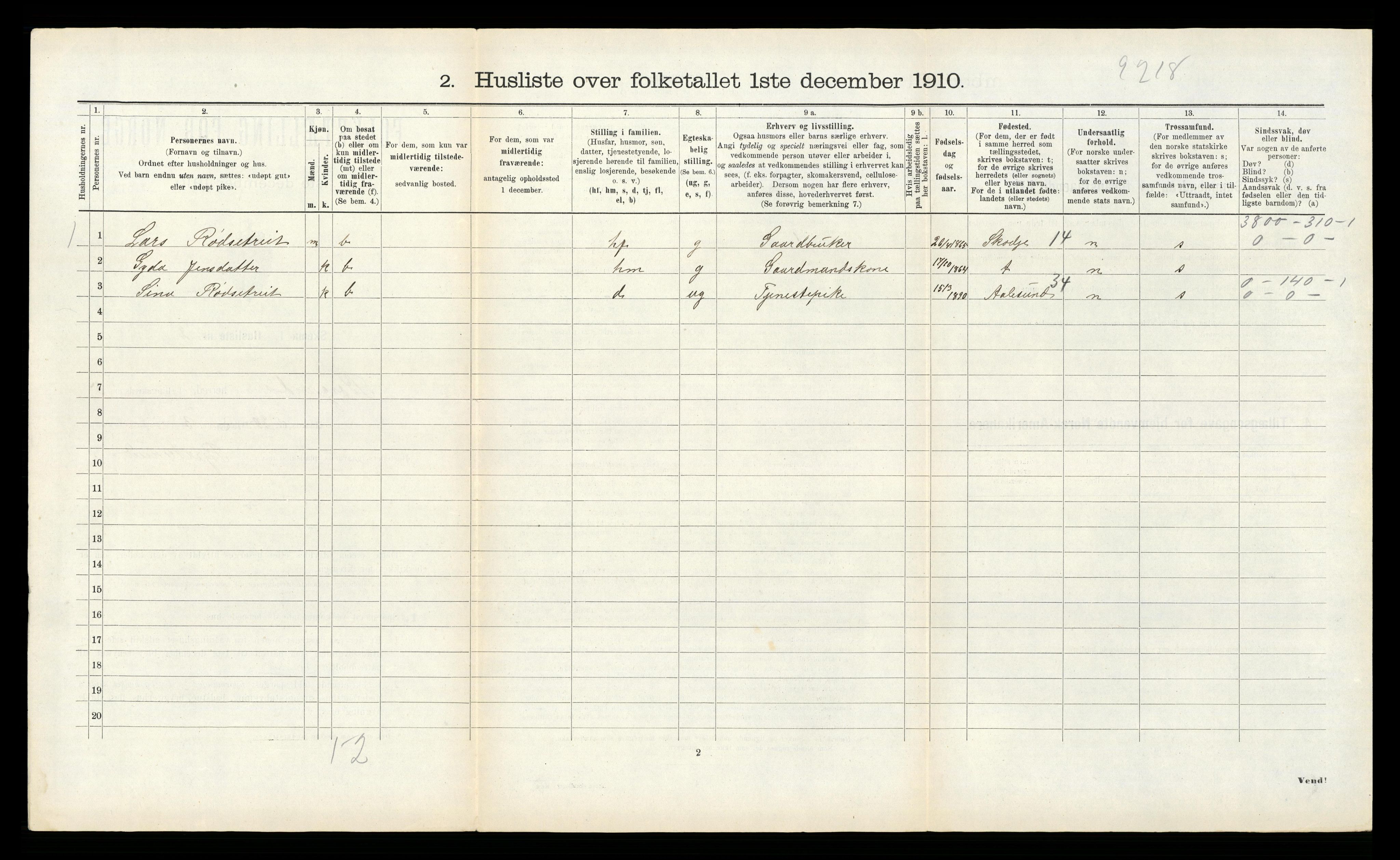 RA, 1910 census for Borgund, 1910, p. 396