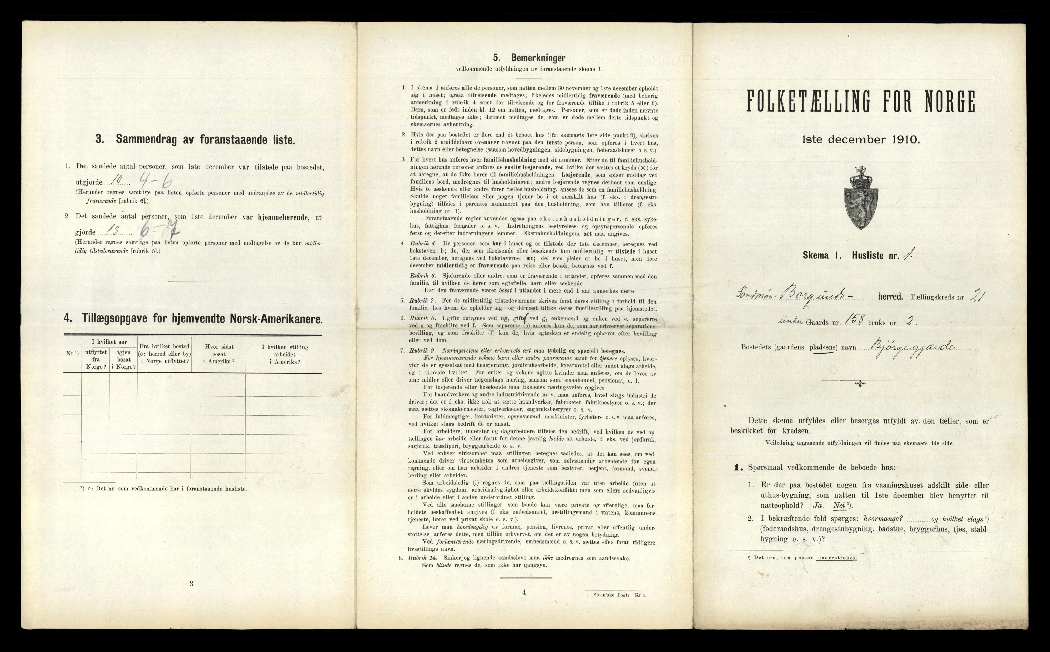RA, 1910 census for Borgund, 1910, p. 1659