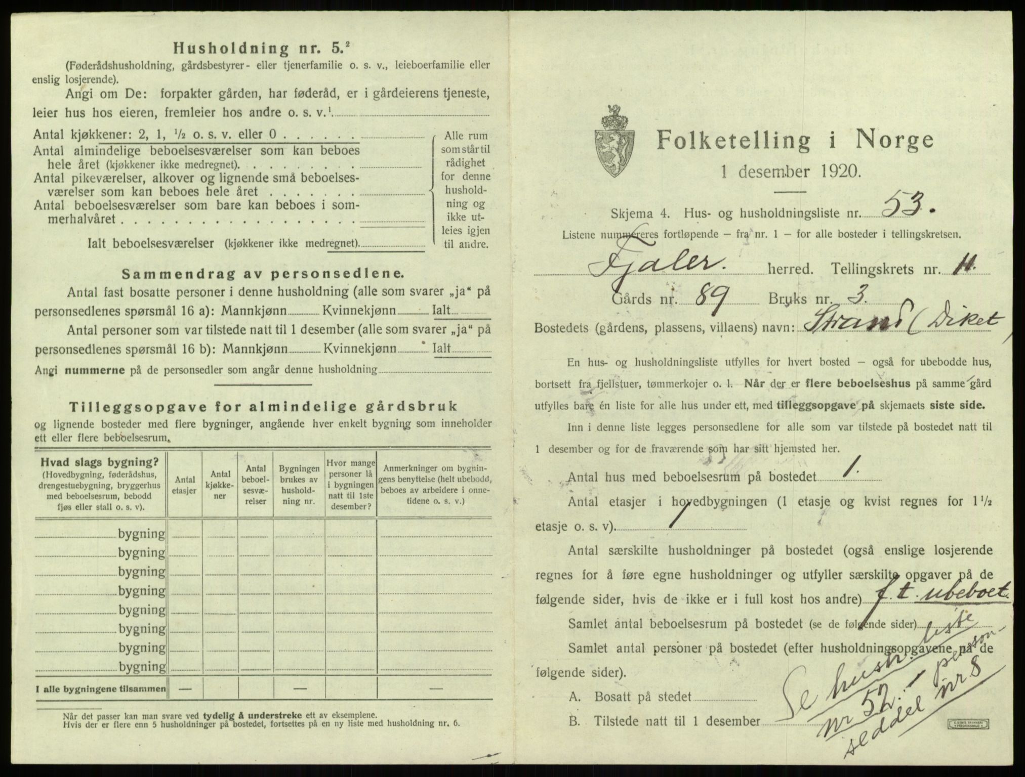 SAB, 1920 census for Fjaler, 1920, p. 1002