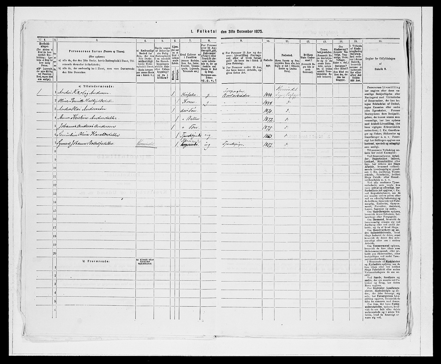 SAB, 1875 Census for 1444P Hornindal, 1875, p. 142