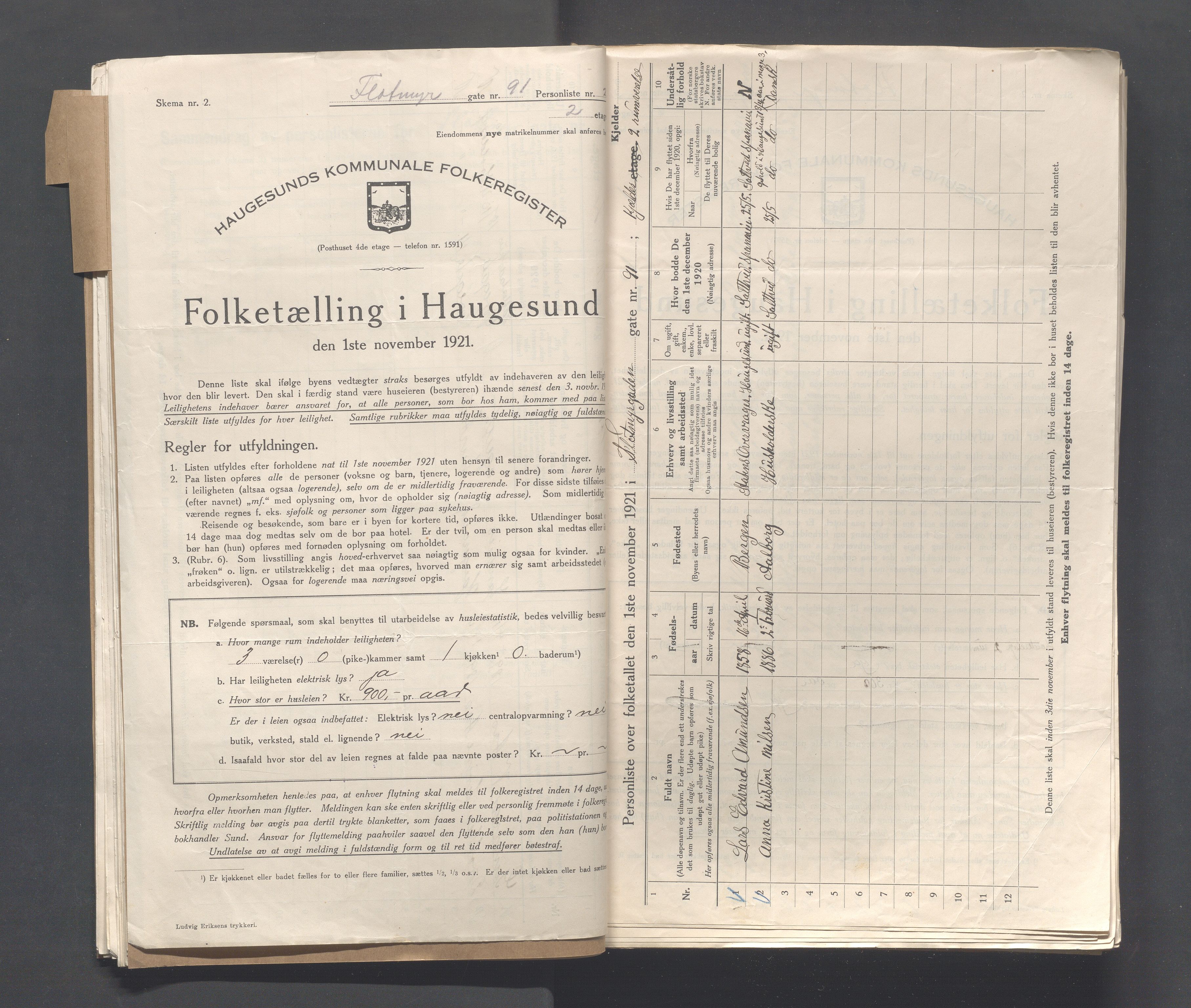 IKAR, Local census 1.11.1921 for Haugesund, 1921, p. 824