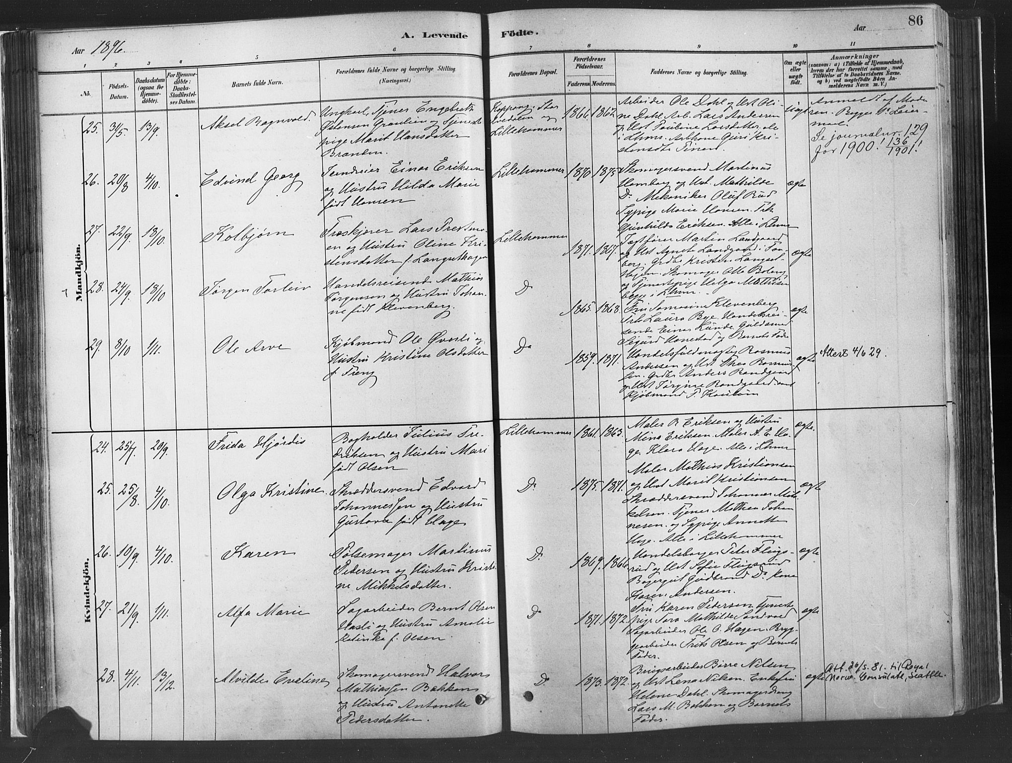 Fåberg prestekontor, SAH/PREST-086/H/Ha/Haa/L0010: Parish register (official) no. 10, 1879-1900, p. 86