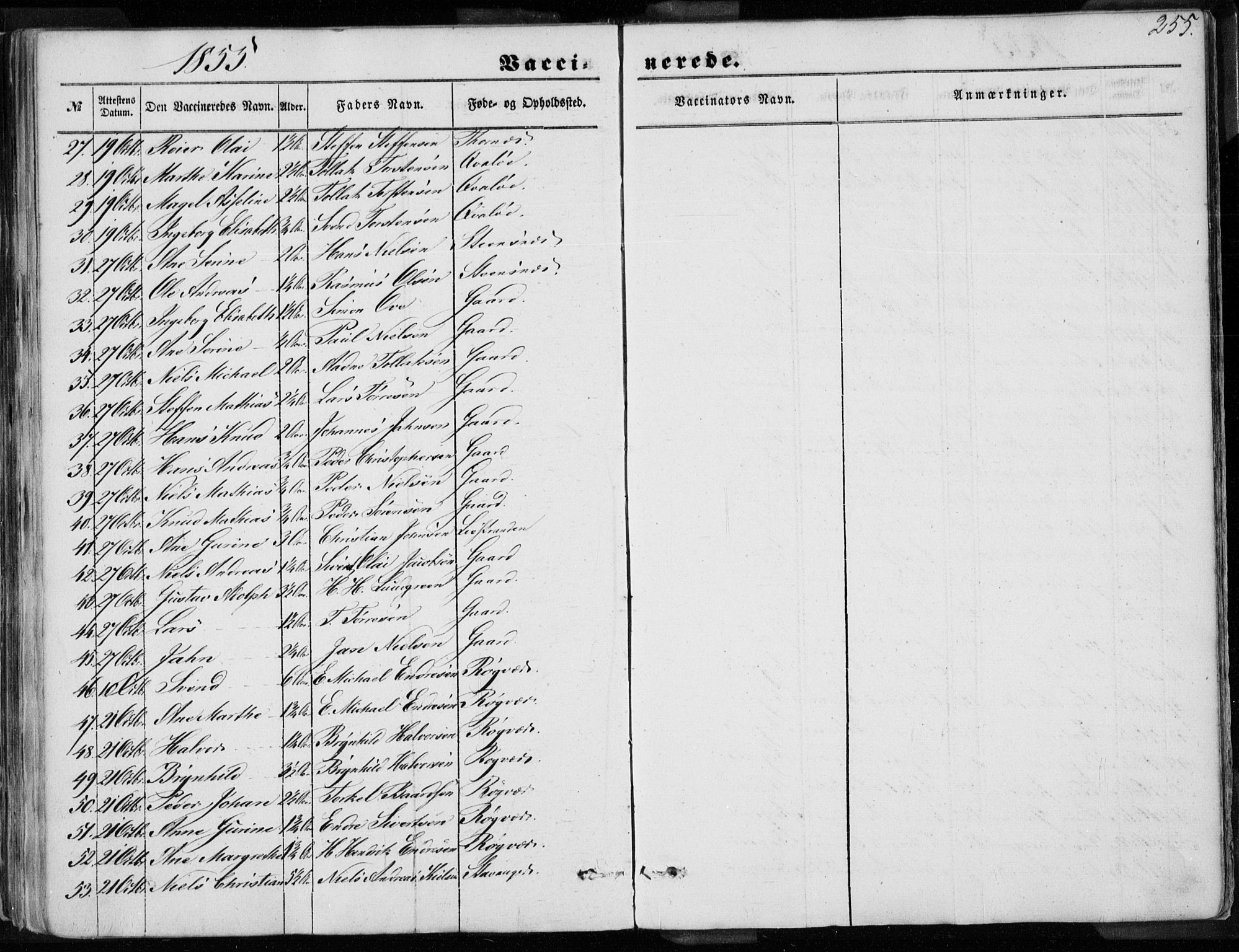 Torvastad sokneprestkontor, AV/SAST-A -101857/H/Ha/Haa/L0009: Parish register (official) no. A 9, 1847-1856, p. 255