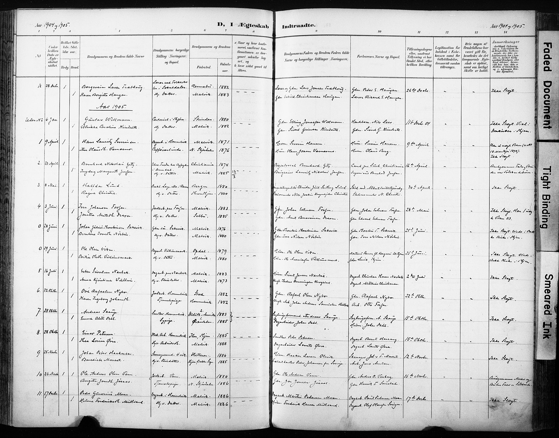 Ministerialprotokoller, klokkerbøker og fødselsregistre - Sør-Trøndelag, SAT/A-1456/616/L0411: Parish register (official) no. 616A08, 1894-1906