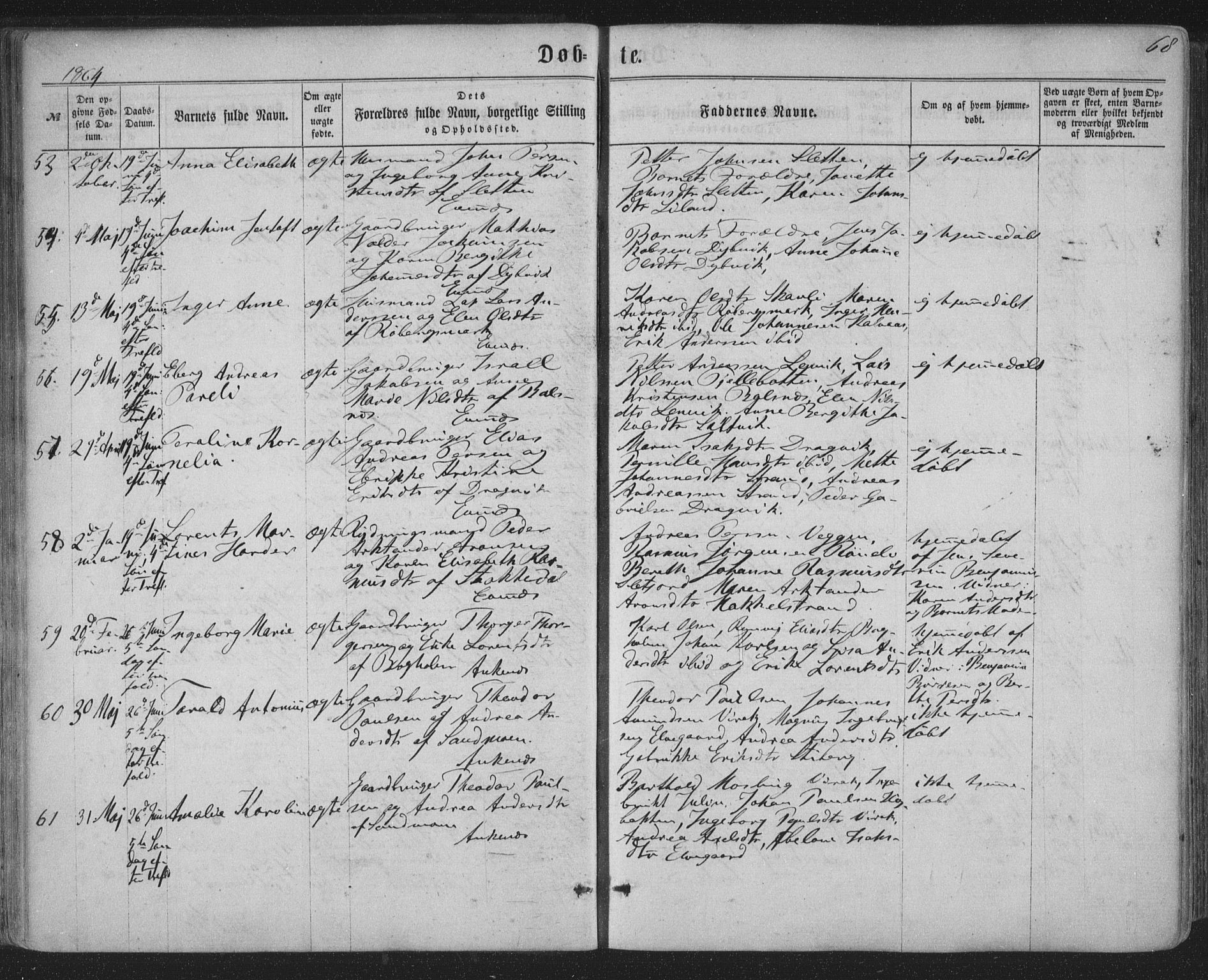 Ministerialprotokoller, klokkerbøker og fødselsregistre - Nordland, AV/SAT-A-1459/863/L0896: Parish register (official) no. 863A08, 1861-1871, p. 68