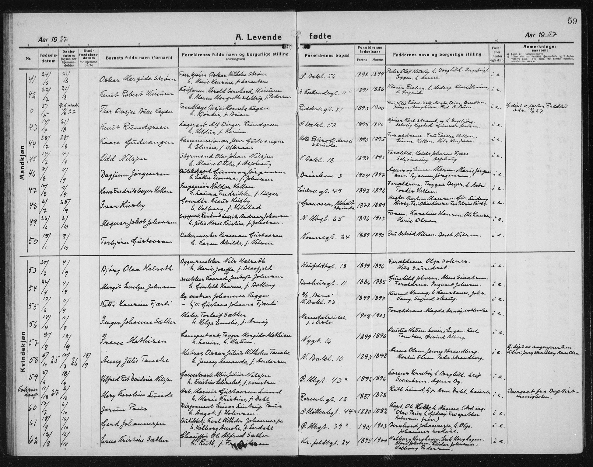 Ministerialprotokoller, klokkerbøker og fødselsregistre - Sør-Trøndelag, SAT/A-1456/604/L0227: Parish register (copy) no. 604C10, 1923-1942, p. 59