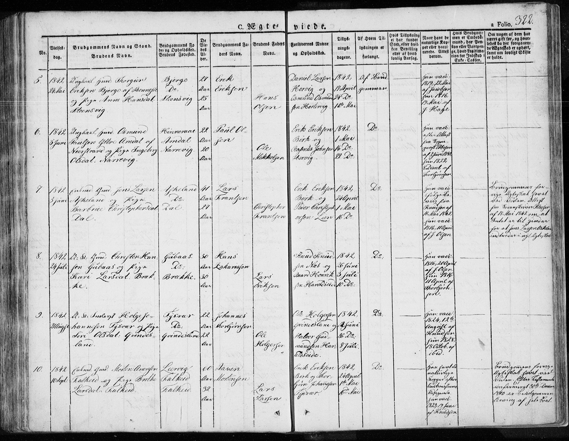 Tysvær sokneprestkontor, AV/SAST-A -101864/H/Ha/Haa/L0001: Parish register (official) no. A 1.1, 1831-1856, p. 322