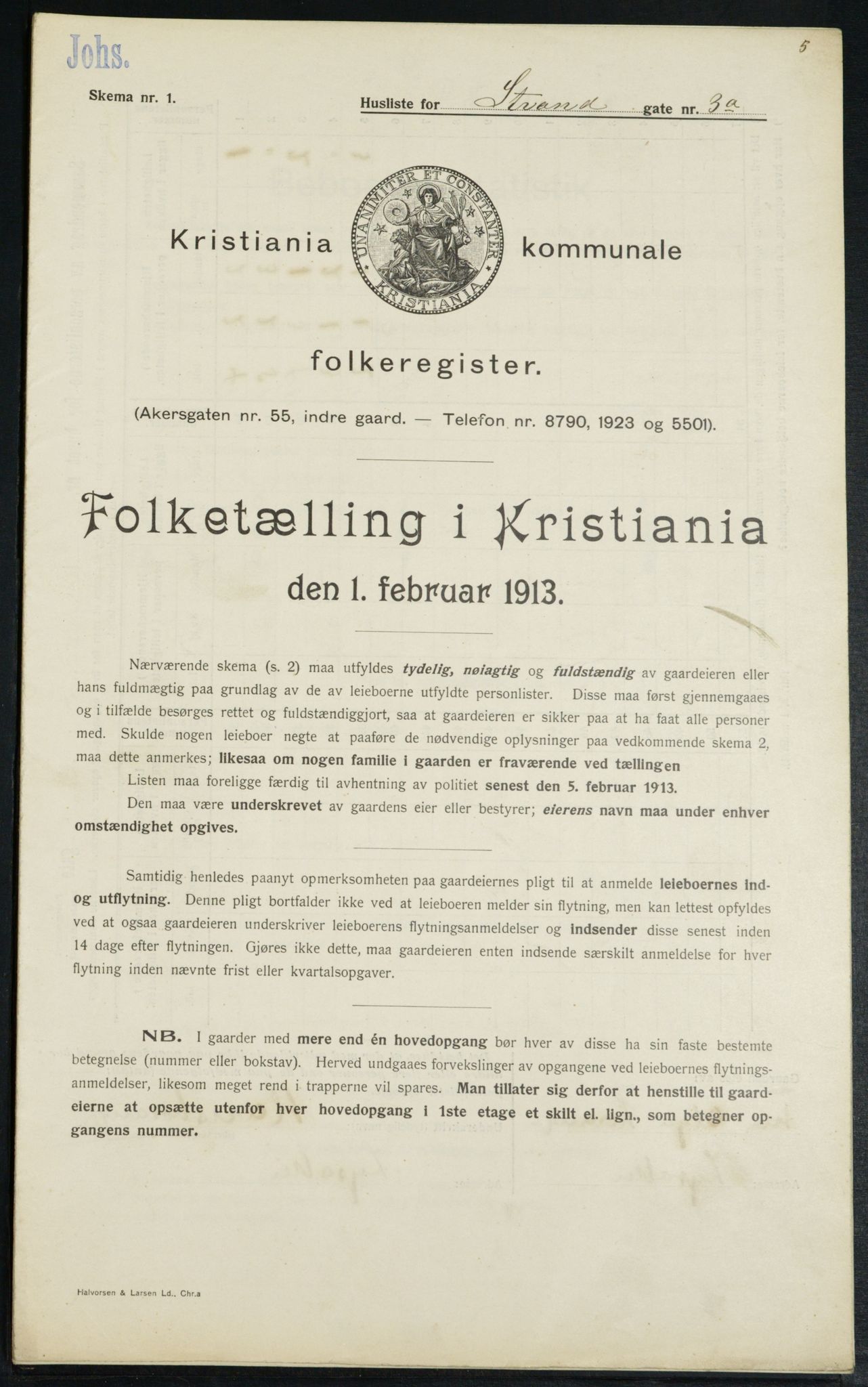 OBA, Municipal Census 1913 for Kristiania, 1913, p. 103780