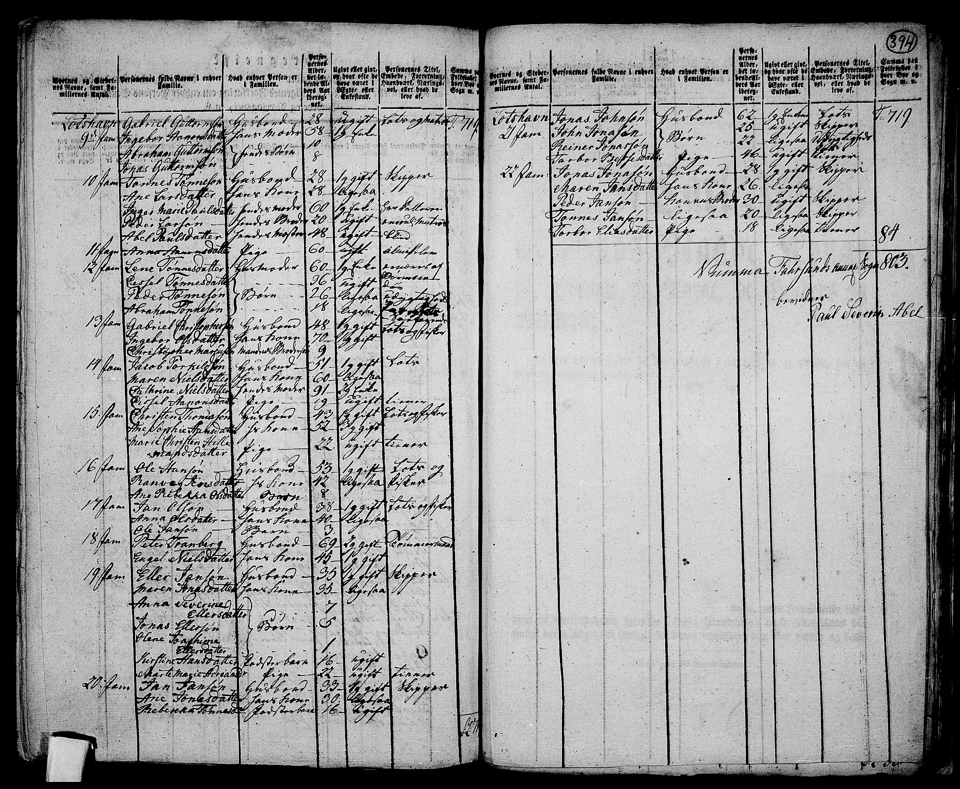 RA, 1801 census for 1041P Vanse, 1801, p. 393b-394a