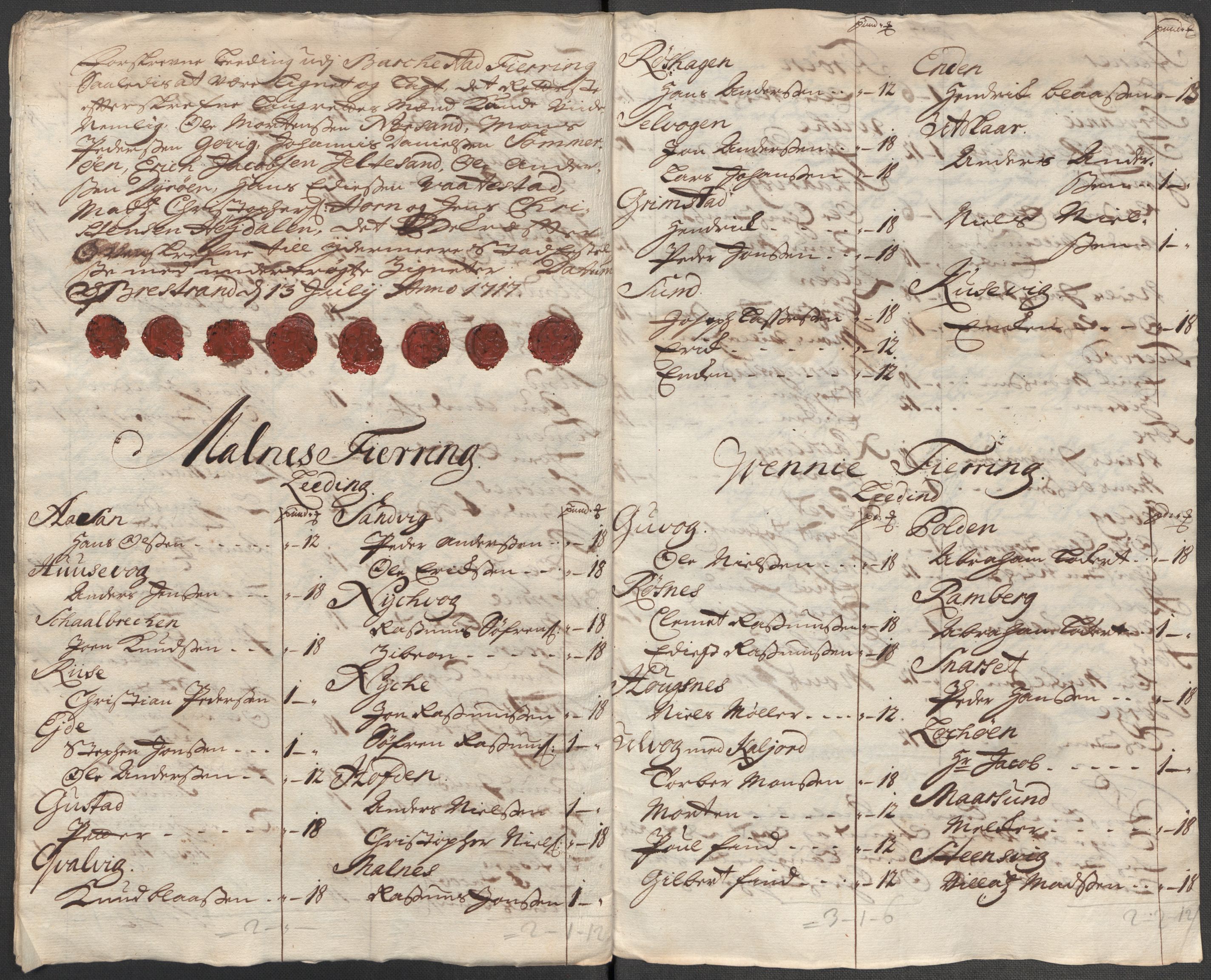 Rentekammeret inntil 1814, Reviderte regnskaper, Fogderegnskap, AV/RA-EA-4092/R67/L4683: Fogderegnskap Vesterålen, Andenes og Lofoten, 1717, p. 155