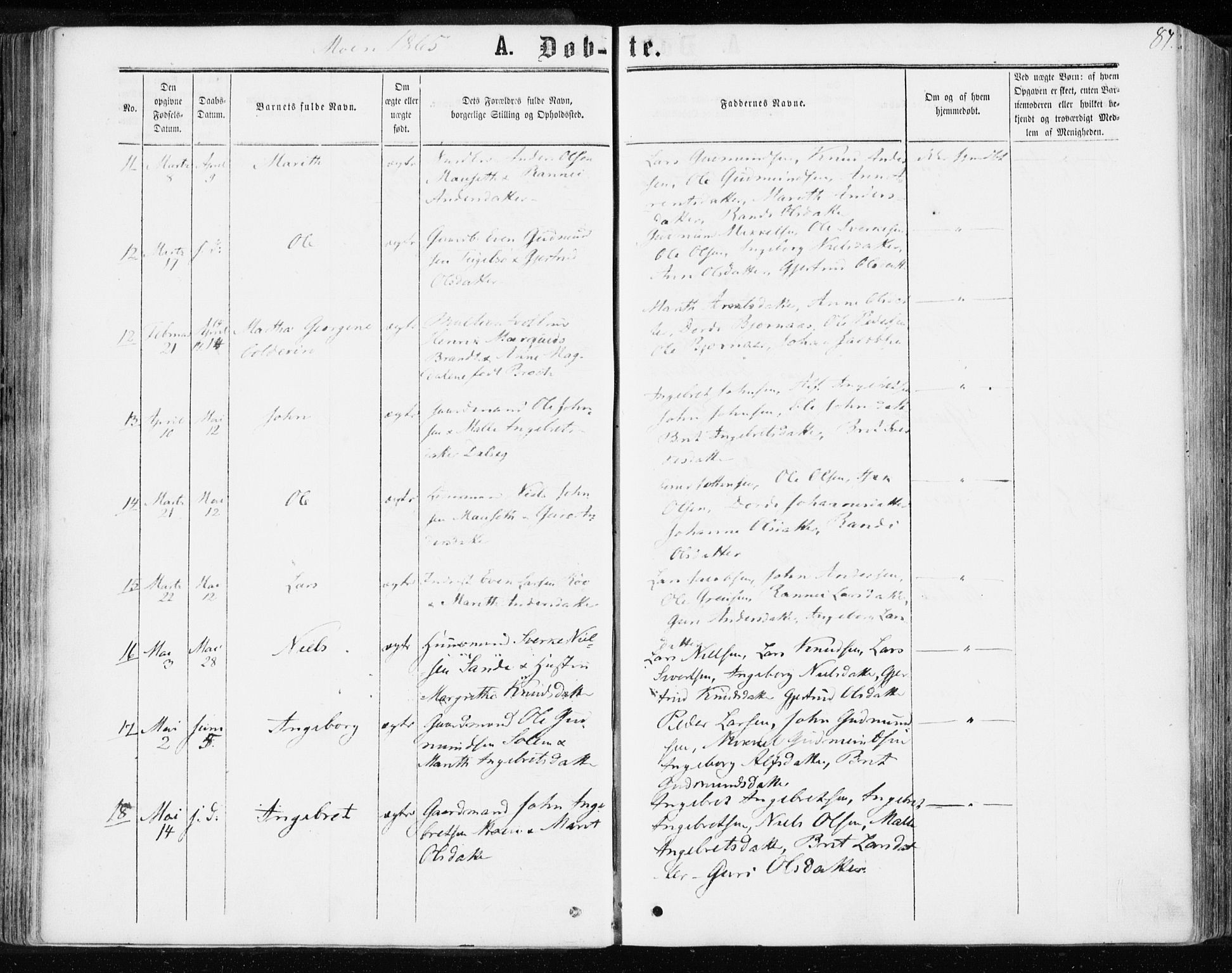 Ministerialprotokoller, klokkerbøker og fødselsregistre - Møre og Romsdal, AV/SAT-A-1454/595/L1045: Parish register (official) no. 595A07, 1863-1873, p. 84