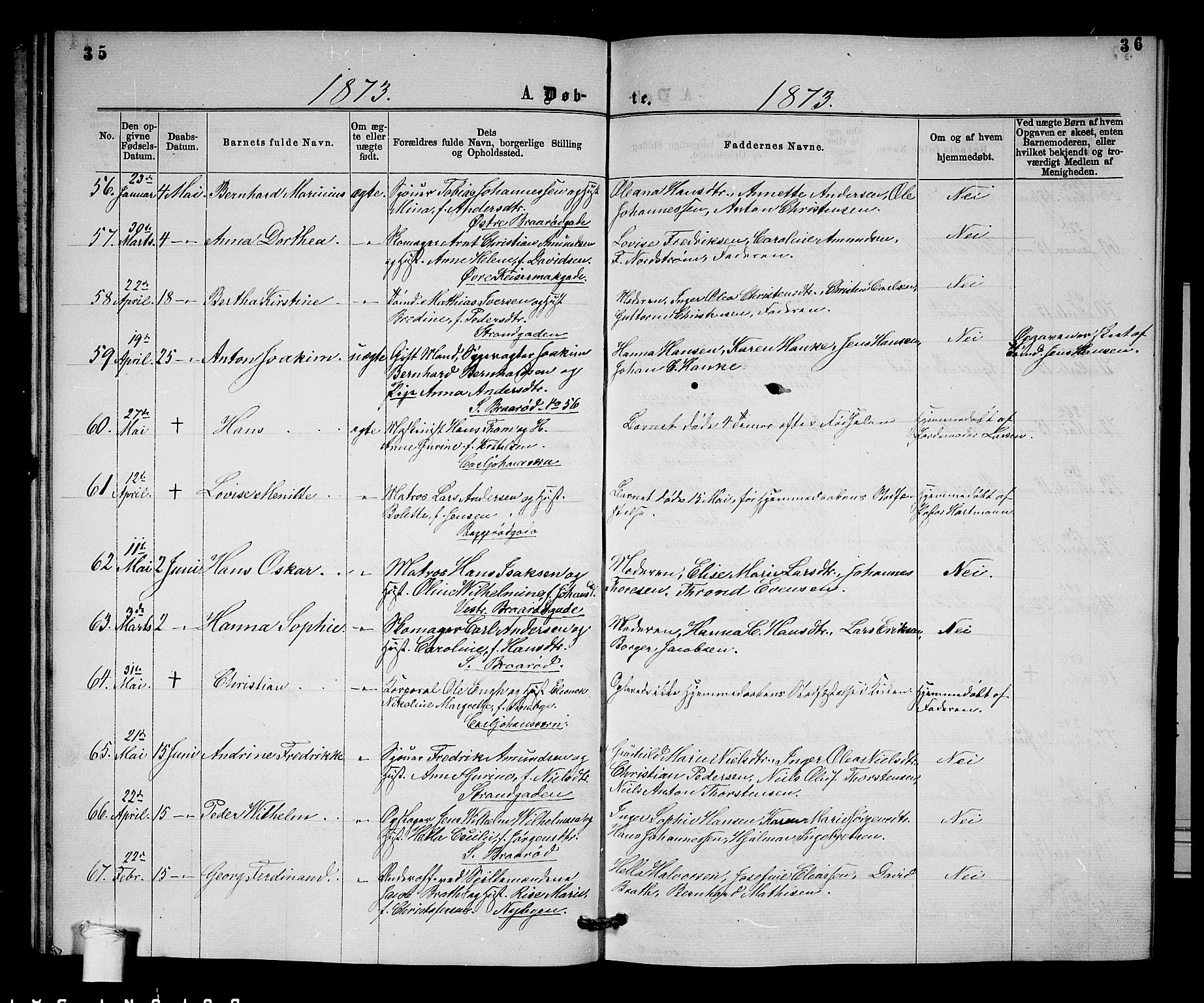 Horten kirkebøker, AV/SAKO-A-348/G/Ga/L0003: Parish register (copy) no. 3, 1872-1877, p. 35-36