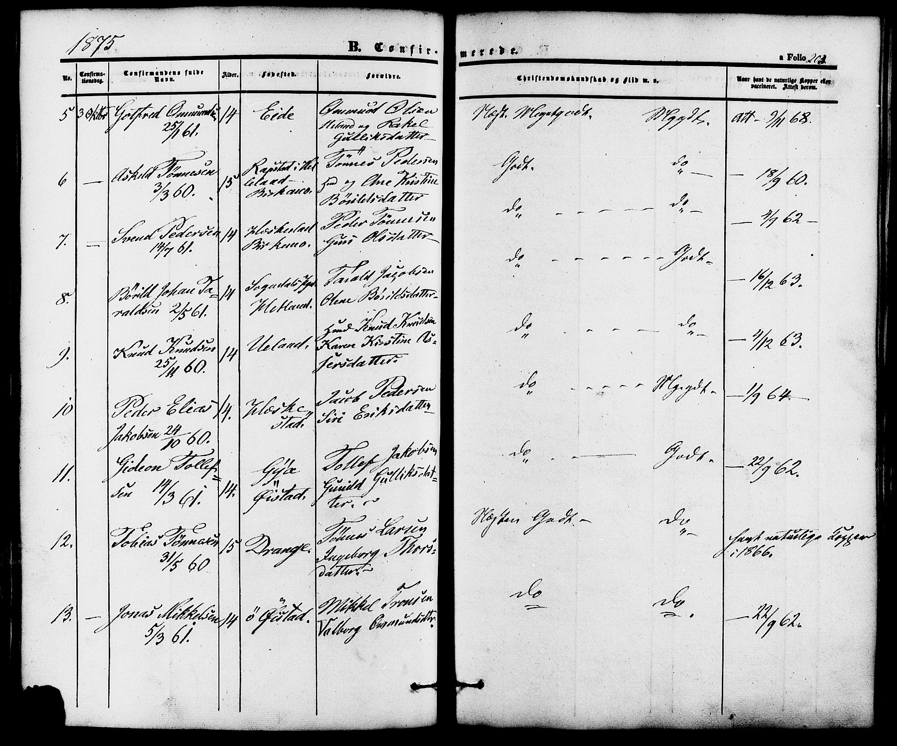 Lund sokneprestkontor, AV/SAST-A-101809/S06/L0010: Parish register (official) no. A 9, 1854-1886, p. 203