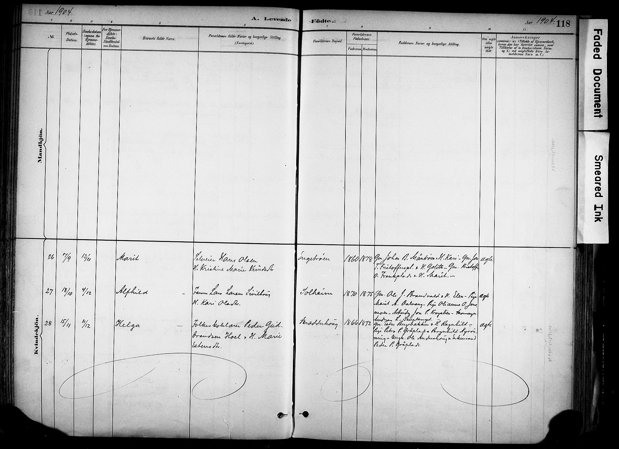 Alvdal prestekontor, AV/SAH-PREST-060/H/Ha/Haa/L0002: Parish register (official) no. 2, 1883-1906, p. 118