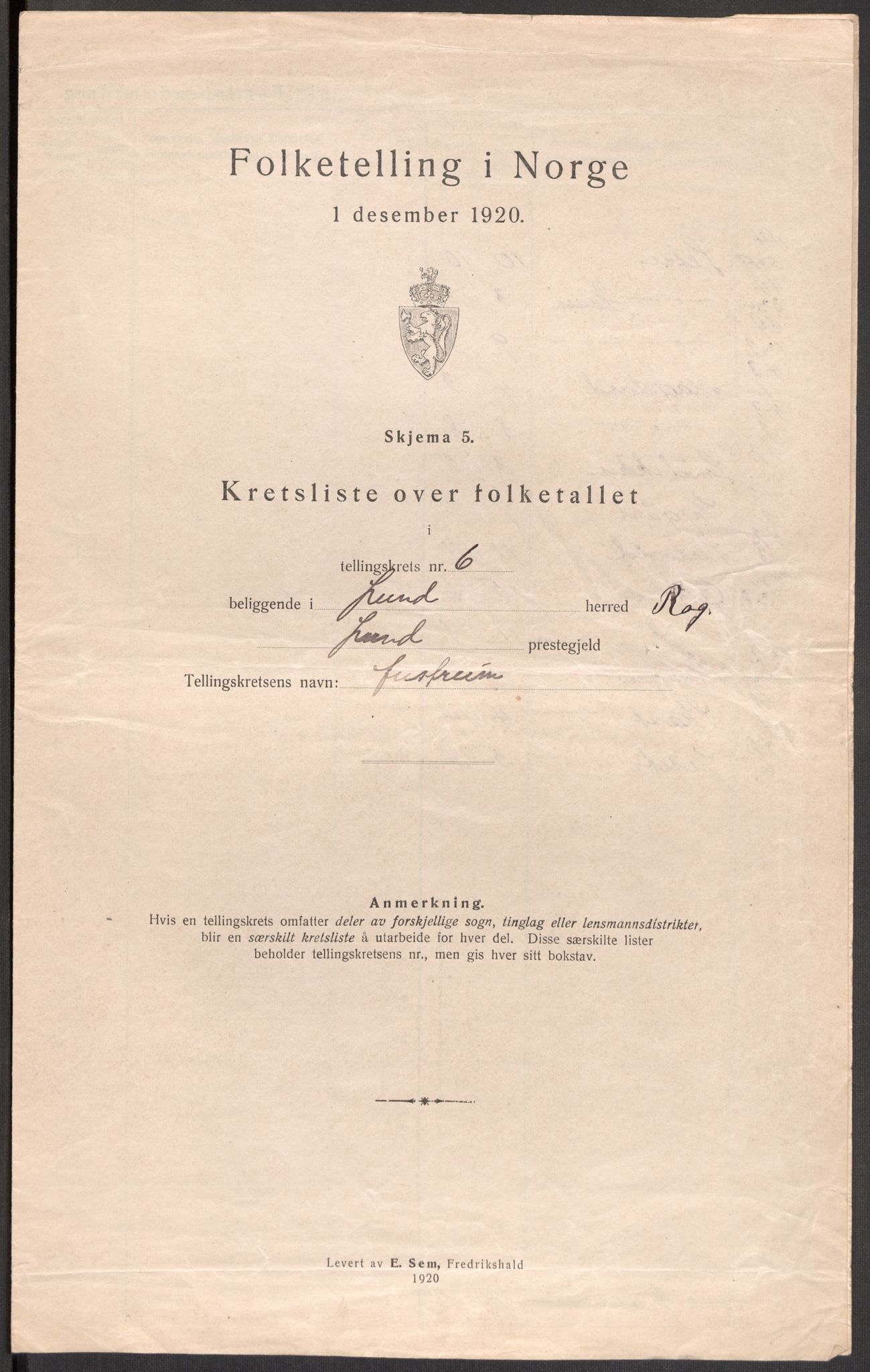 SAST, 1920 census for Lund, 1920, p. 30