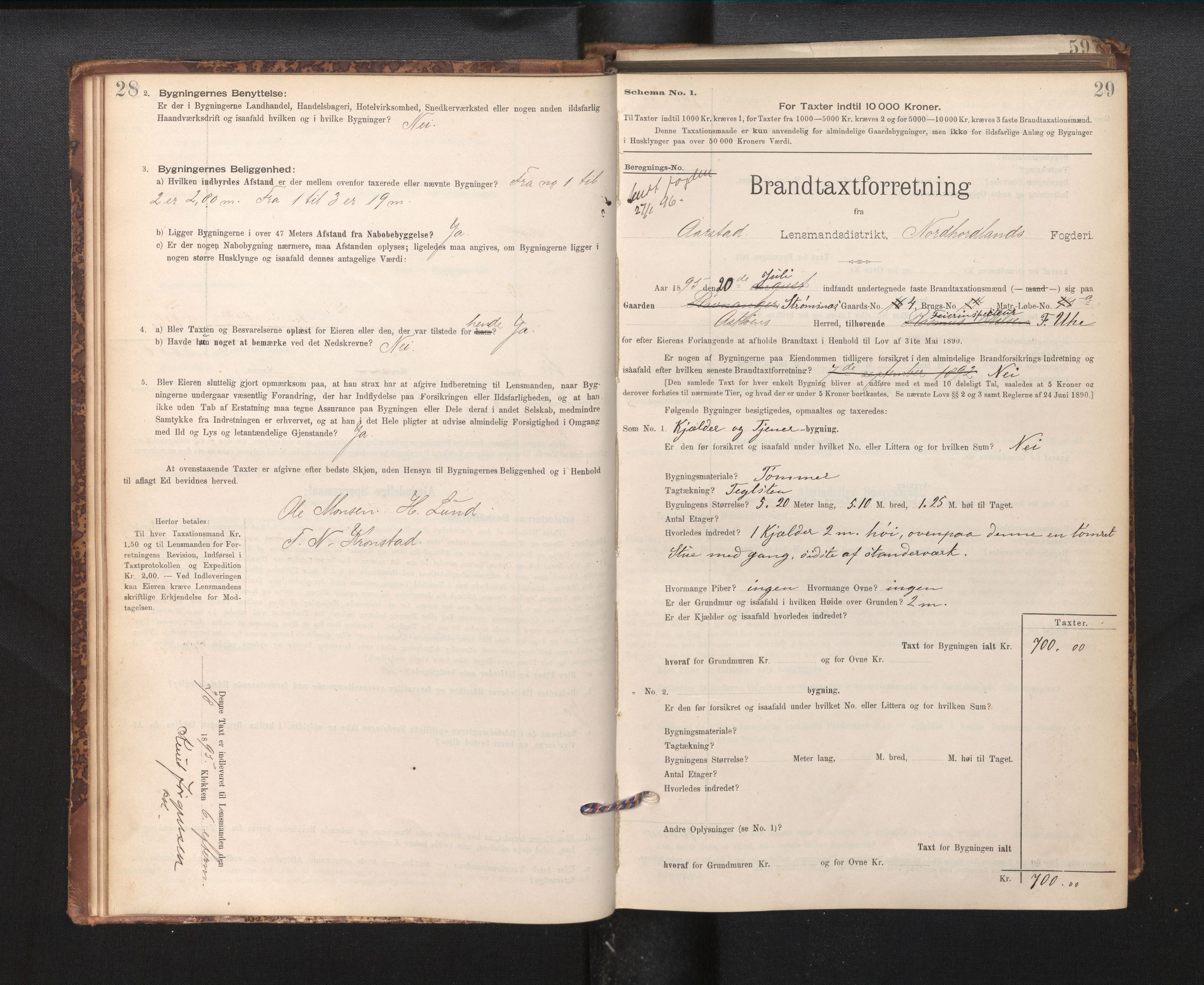 Lensmannen i Årstad, AV/SAB-A-36201/0012/L0011: Branntakstprotokoll,skjematakst, 1895-1901, p. 28-29