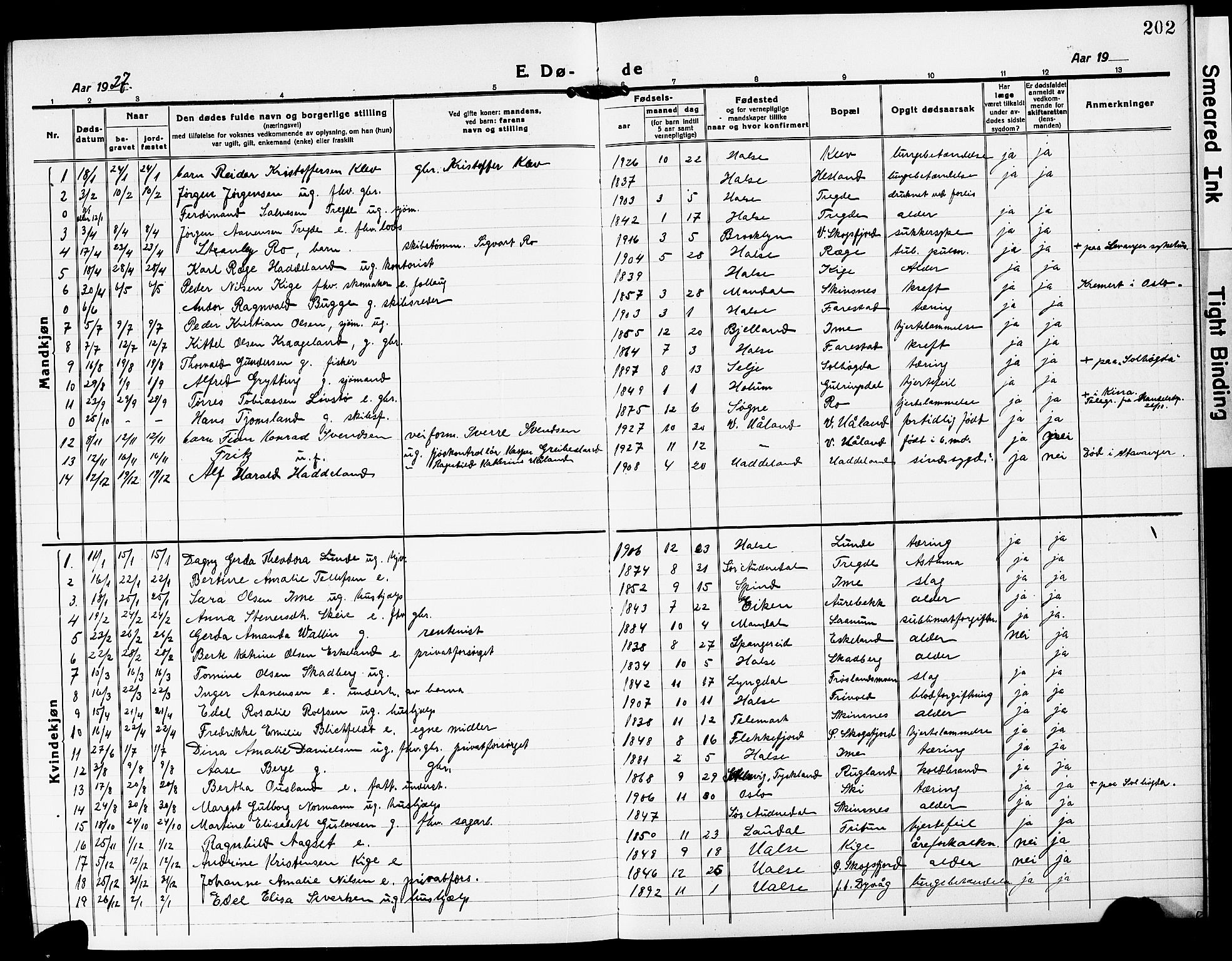 Mandal sokneprestkontor, SAK/1111-0030/F/Fb/Fba/L0013: Parish register (copy) no. B 7, 1918-1931, p. 202
