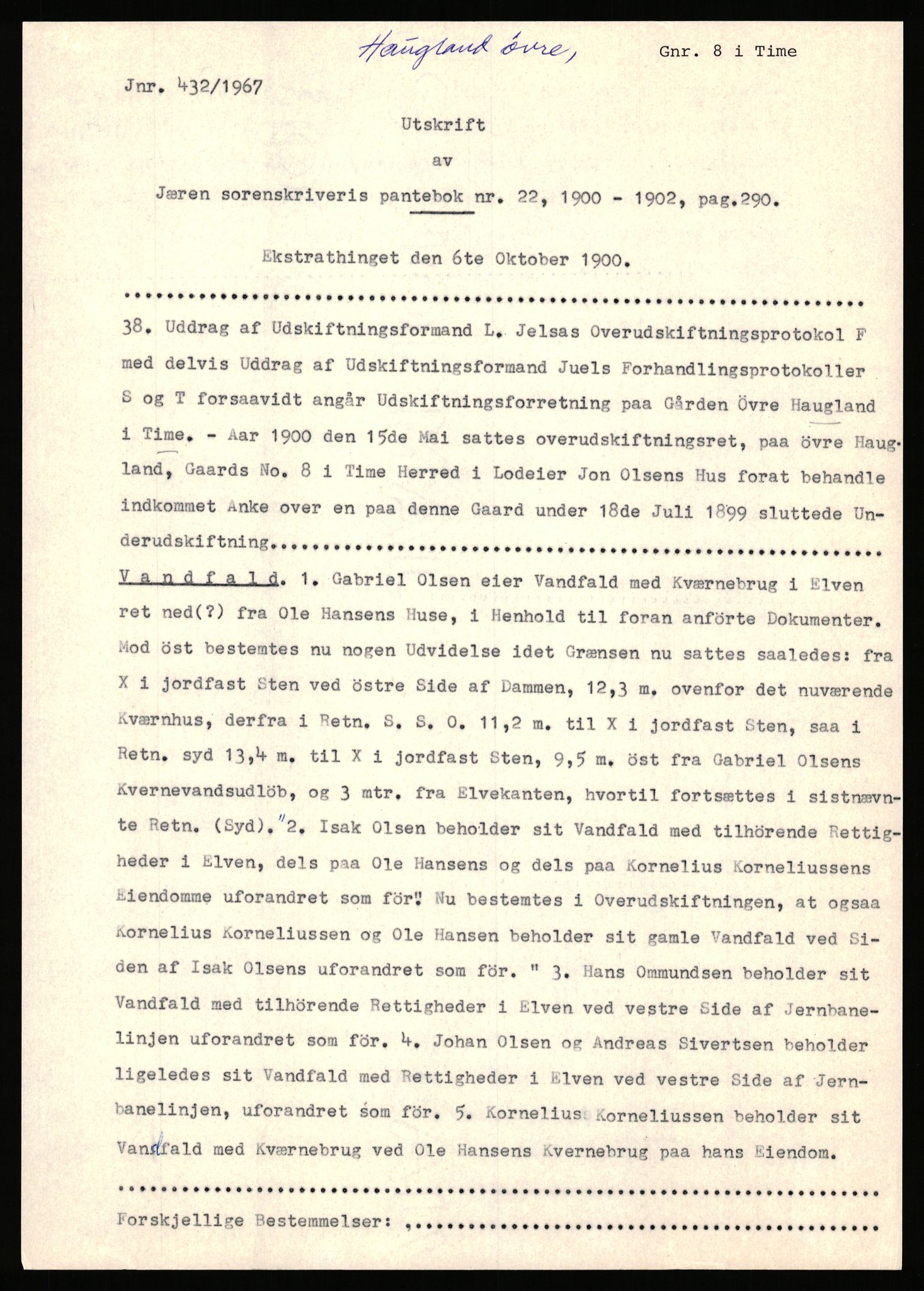 Statsarkivet i Stavanger, AV/SAST-A-101971/03/Y/Yj/L0032: Avskrifter sortert etter gårdsnavn: Hauge øvre - Hausken, 1750-1930, p. 336