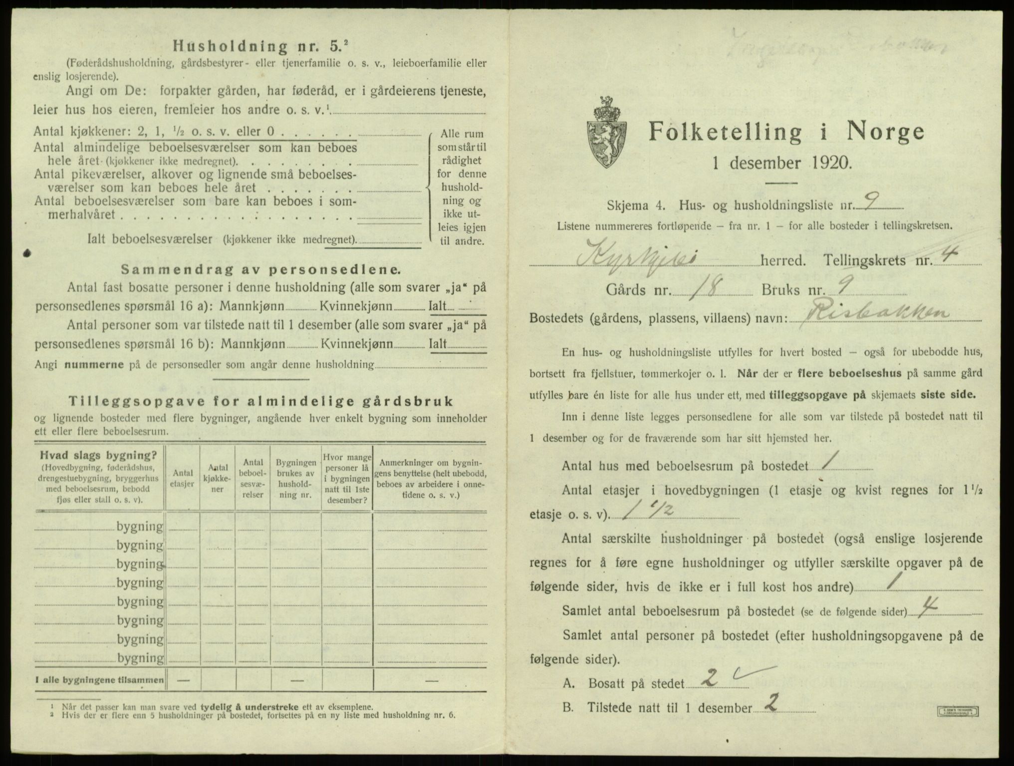 SAB, 1920 census for Kyrkjebø, 1920, p. 170