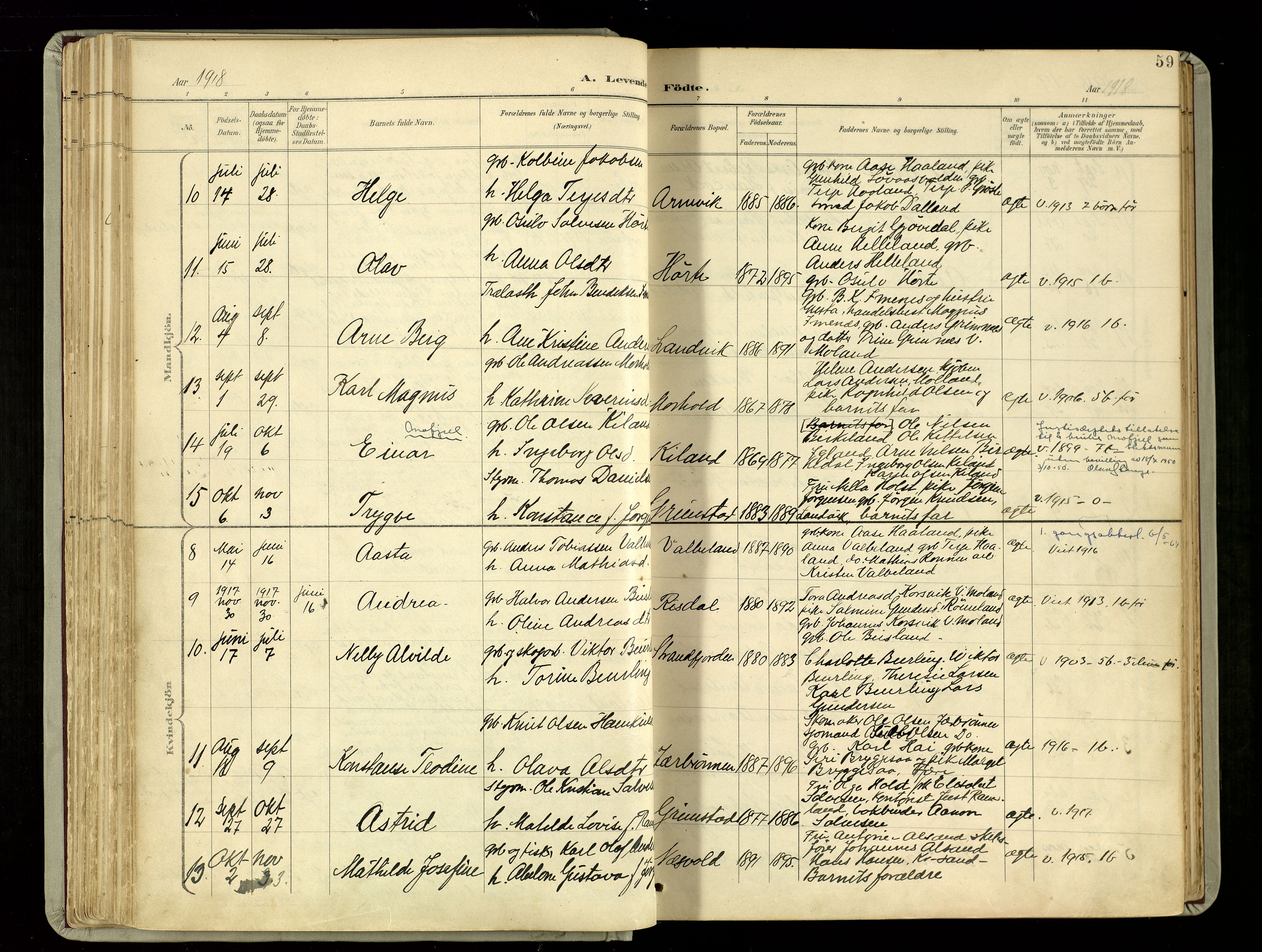 Hommedal sokneprestkontor, AV/SAK-1111-0023/F/Fa/Fab/L0007: Parish register (official) no. A 7, 1898-1924, p. 59