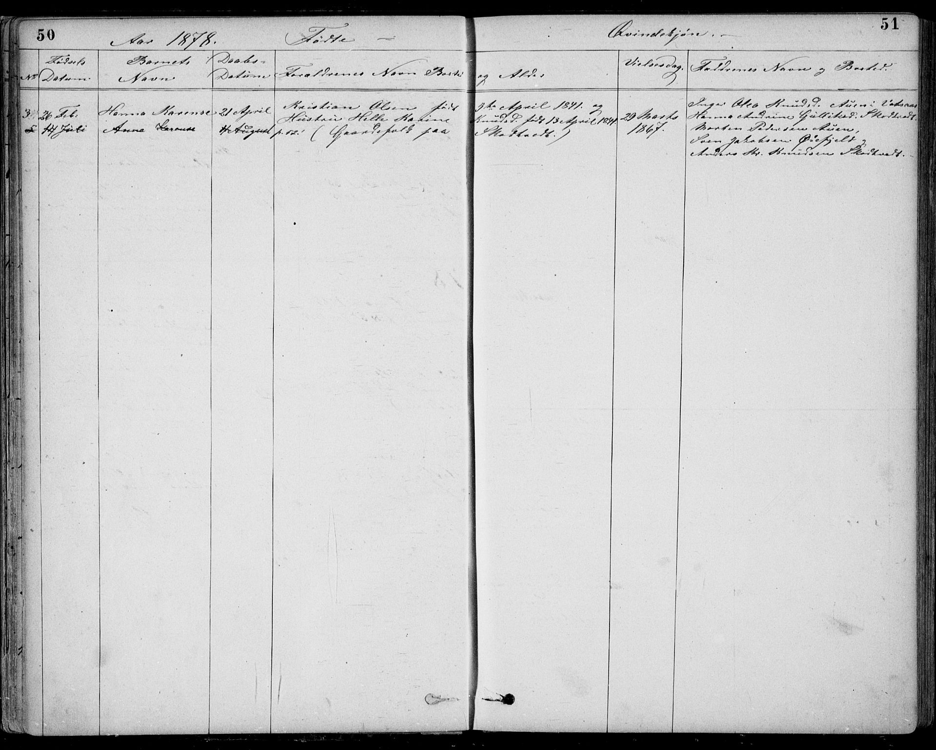 Ramnes kirkebøker, AV/SAKO-A-314/G/Gb/L0001: Parish register (copy) no. II 1, 1869-1904, p. 50-51