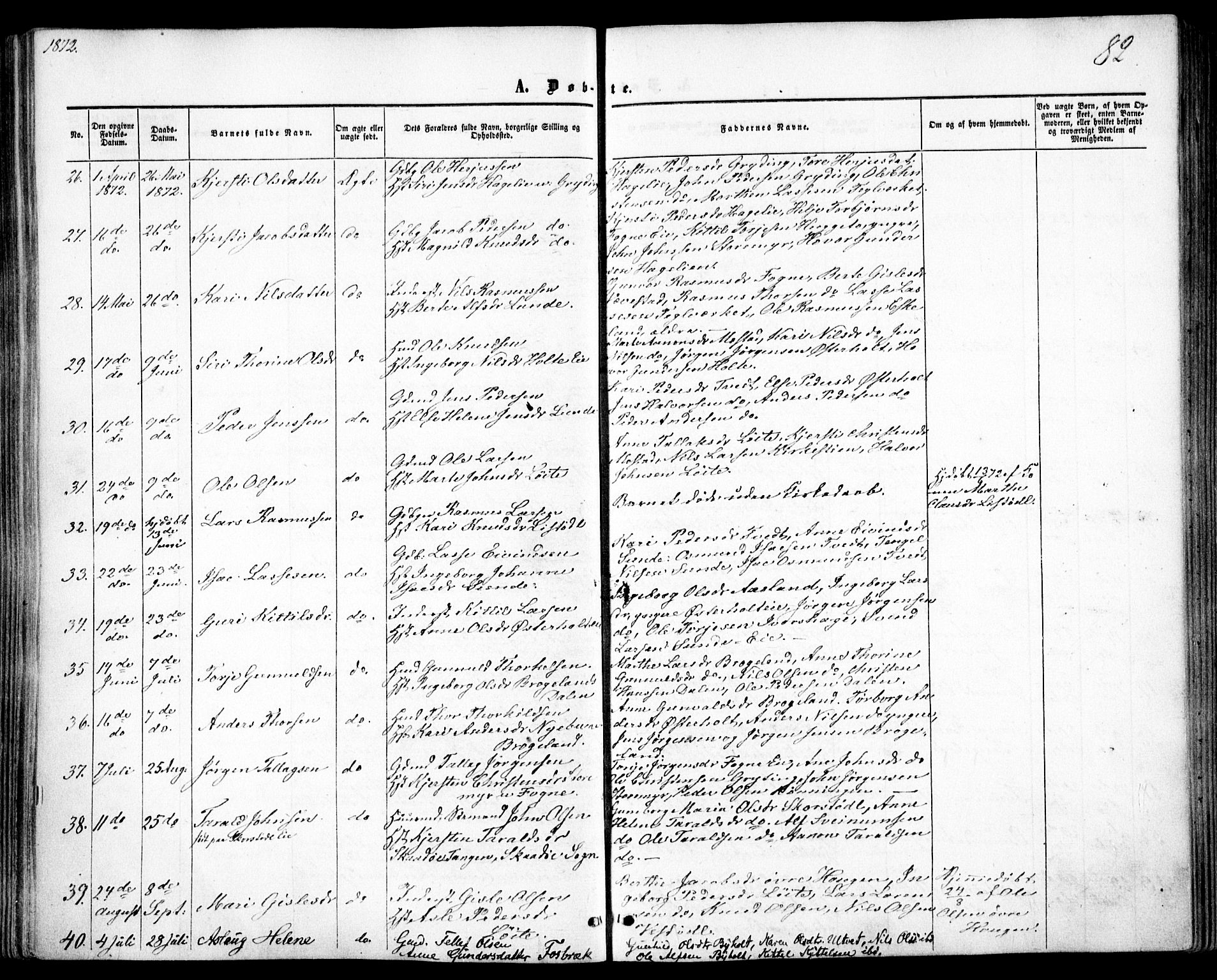 Gjerstad sokneprestkontor, AV/SAK-1111-0014/F/Fa/Faa/L0007: Parish register (official) no. A 7, 1858-1875, p. 82