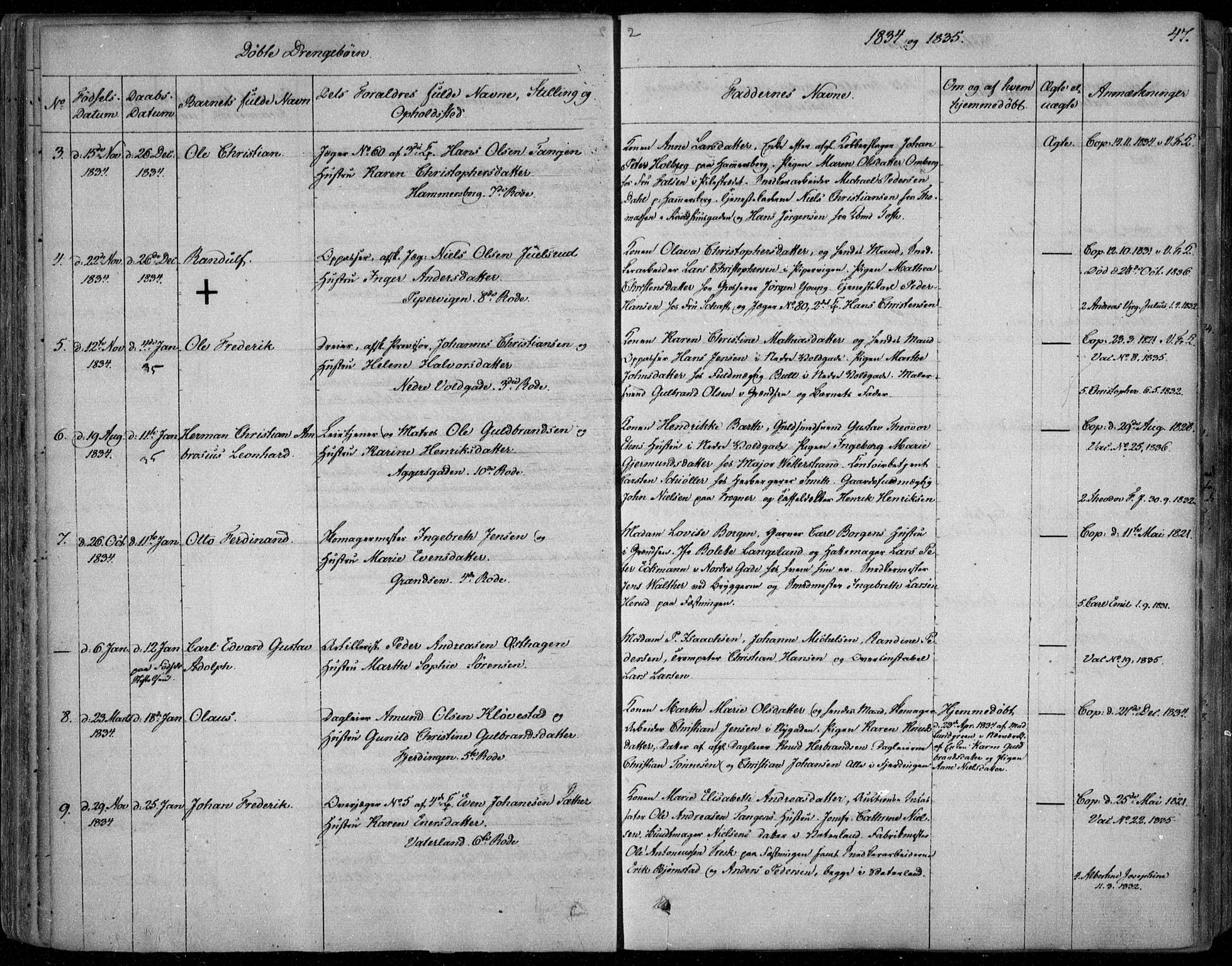 Garnisonsmenigheten Kirkebøker, SAO/A-10846/F/Fa/L0006: Parish register (official) no. 6, 1828-1841, p. 47