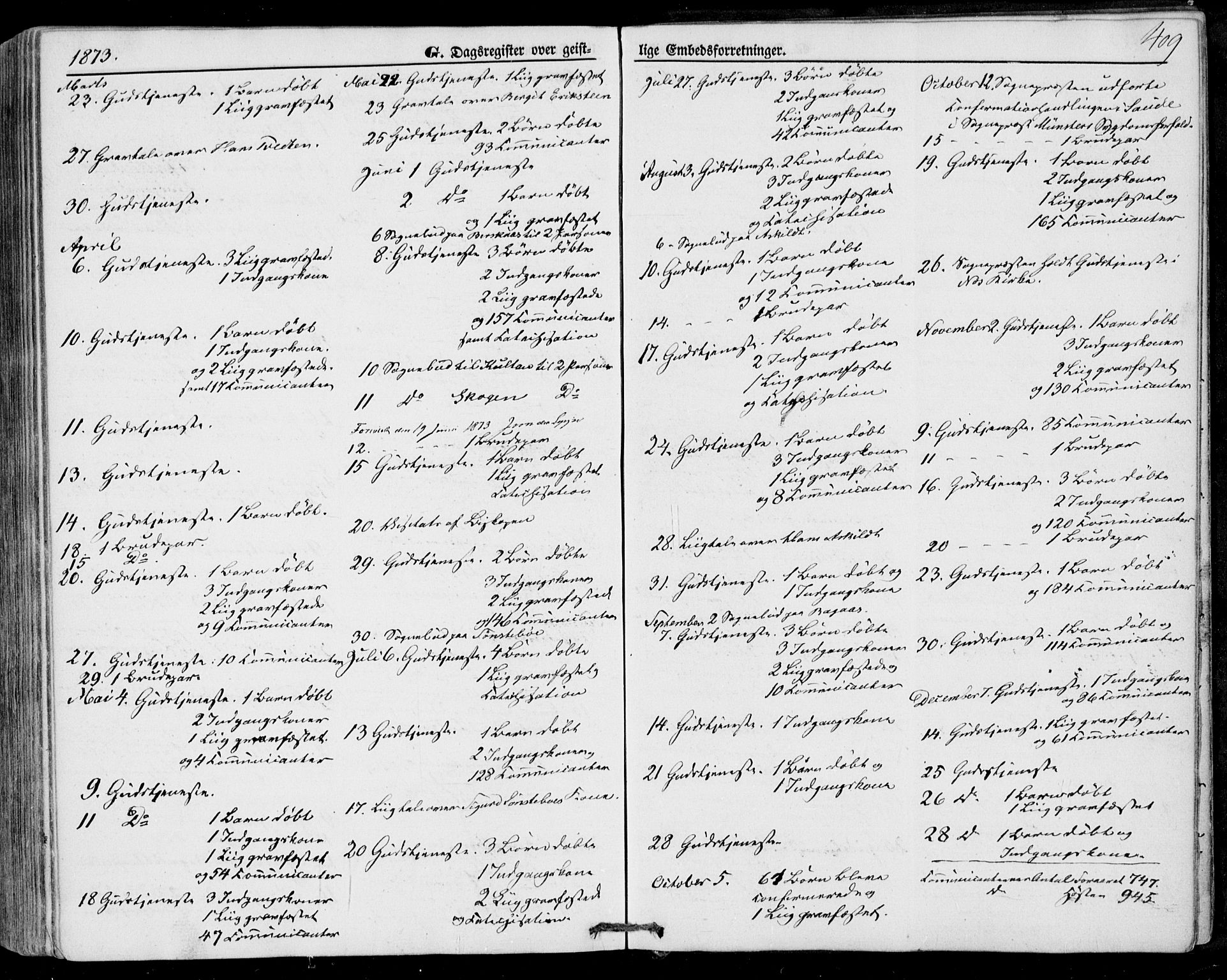 Bø kirkebøker, SAKO/A-257/F/Fa/L0009: Parish register (official) no. 9, 1862-1879, p. 409