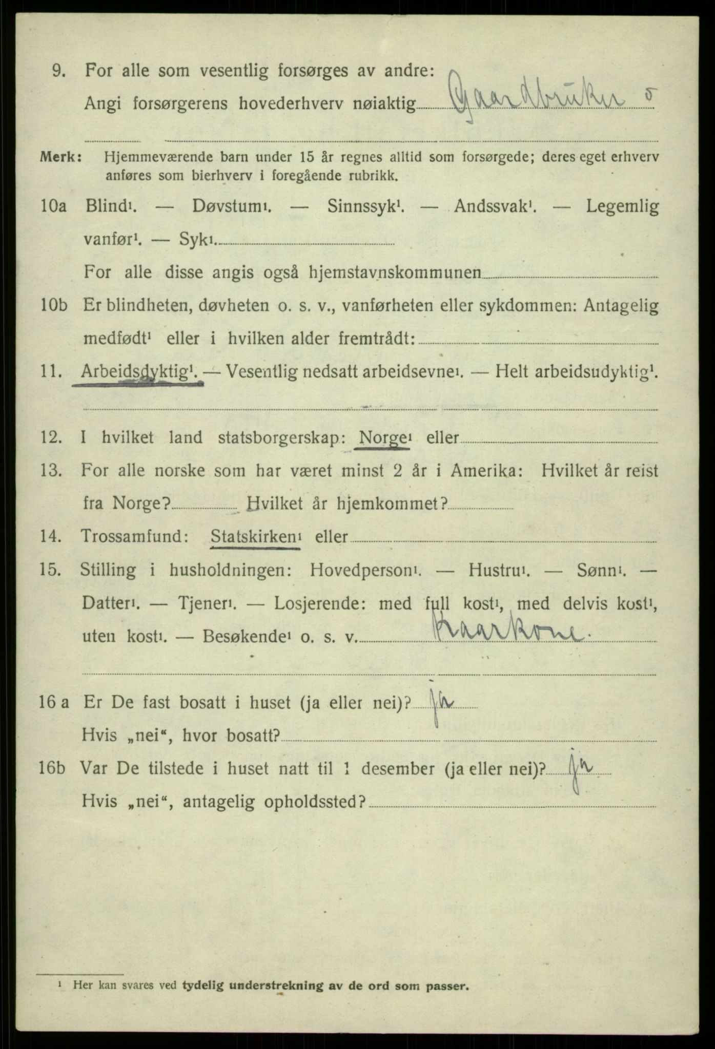 SAB, 1920 census for Odda, 1920, p. 2566