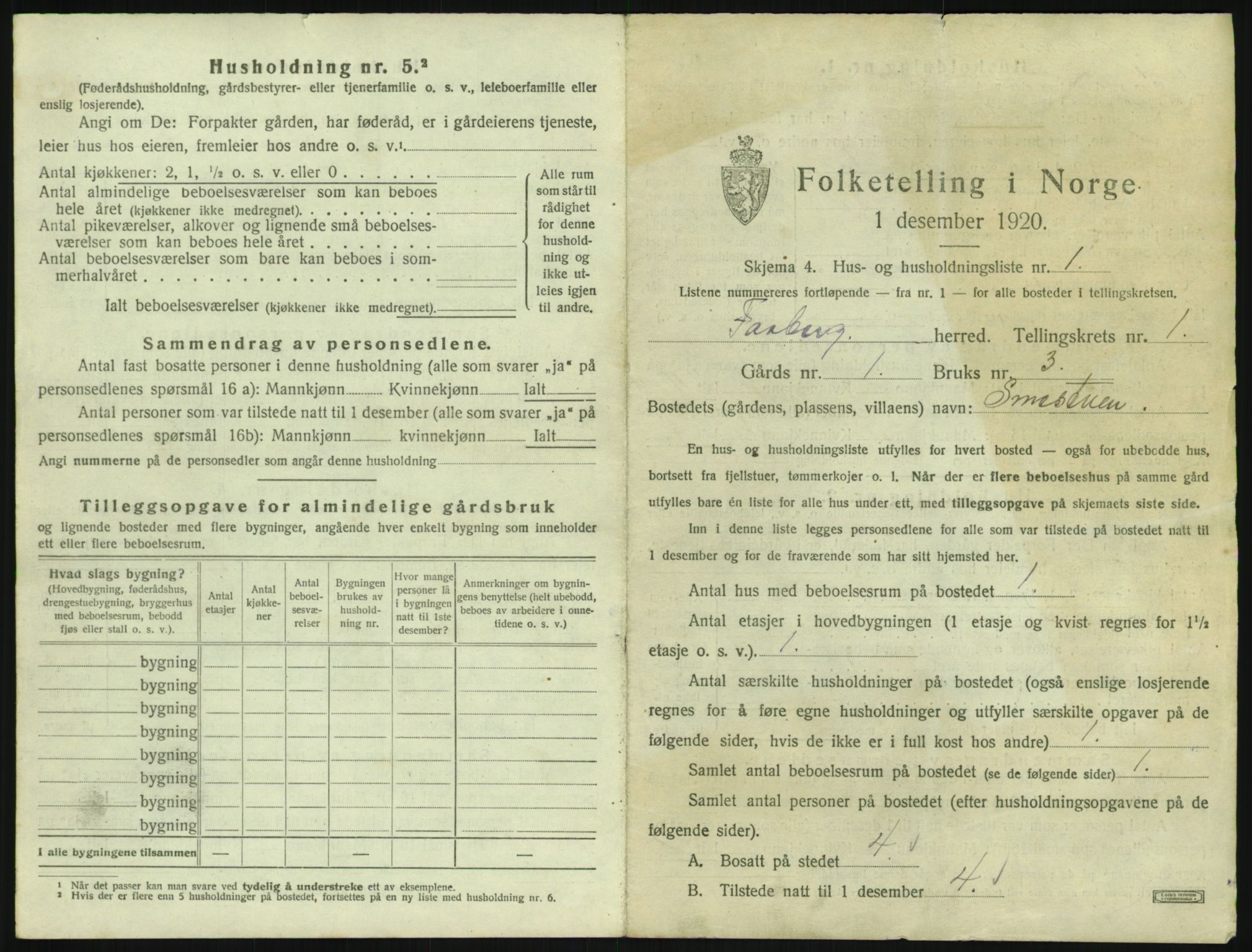 SAH, 1920 census for Fåberg, 1920, p. 76