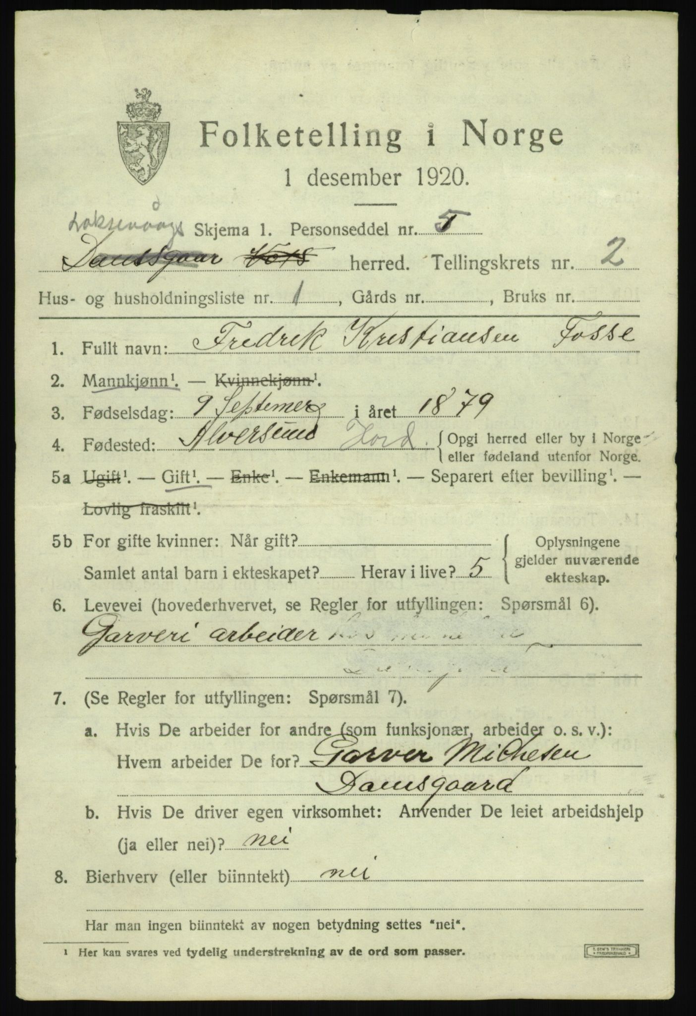 SAB, 1920 census for Laksevåg, 1920, p. 5746