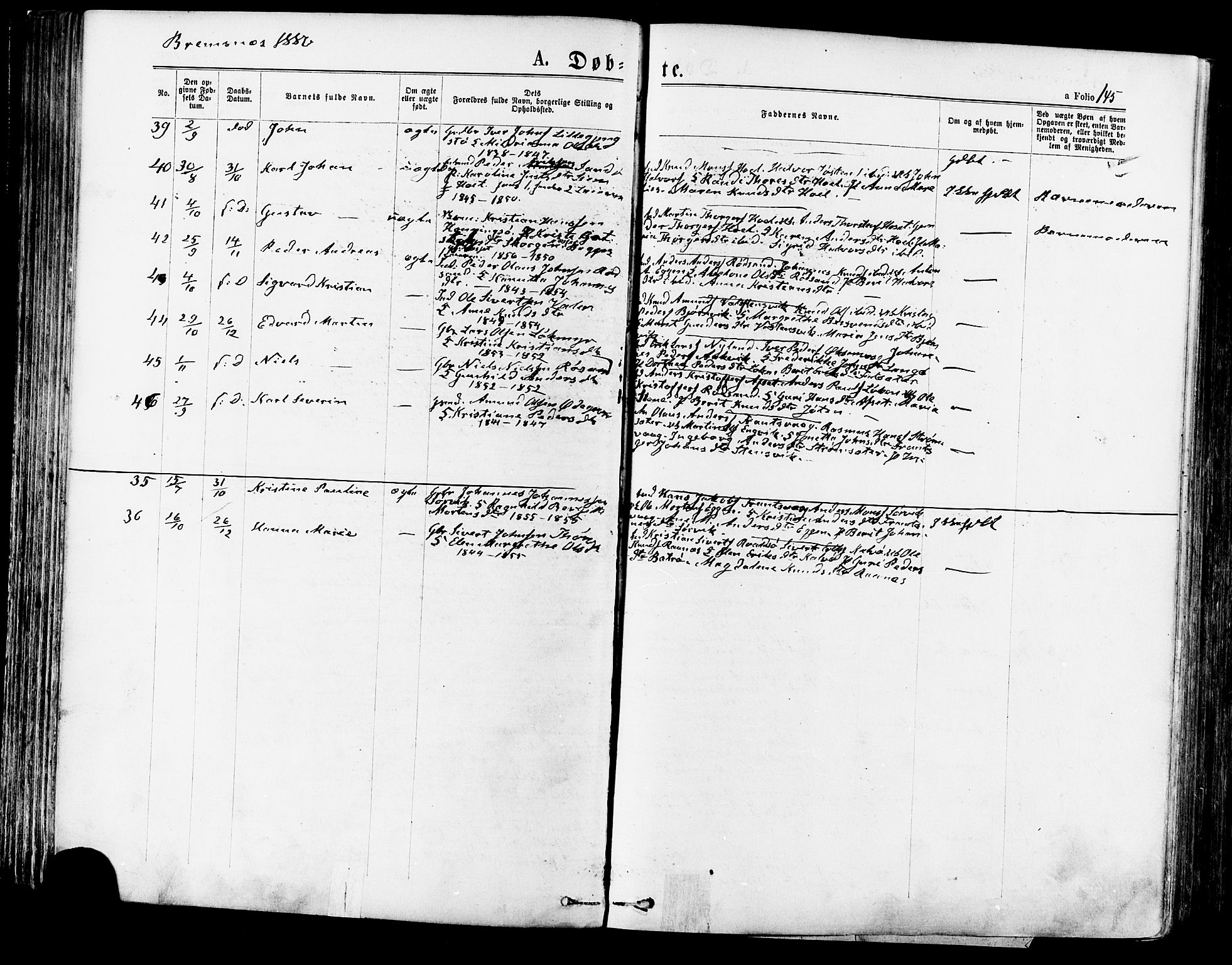 Ministerialprotokoller, klokkerbøker og fødselsregistre - Møre og Romsdal, SAT/A-1454/568/L0806: Parish register (official) no. 568A12 /3, 1878-1884, p. 145