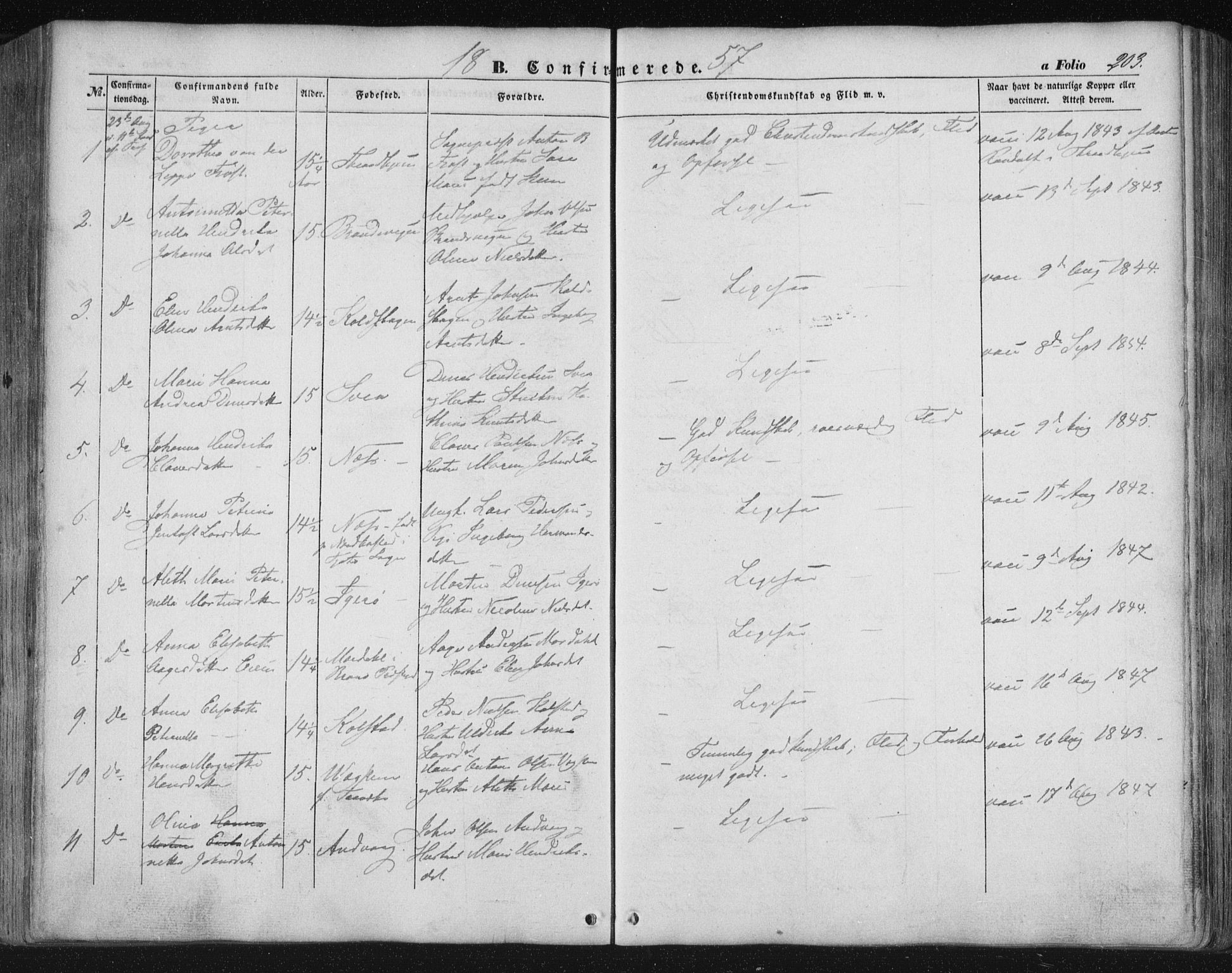 Ministerialprotokoller, klokkerbøker og fødselsregistre - Nordland, AV/SAT-A-1459/816/L0240: Parish register (official) no. 816A06, 1846-1870, p. 203