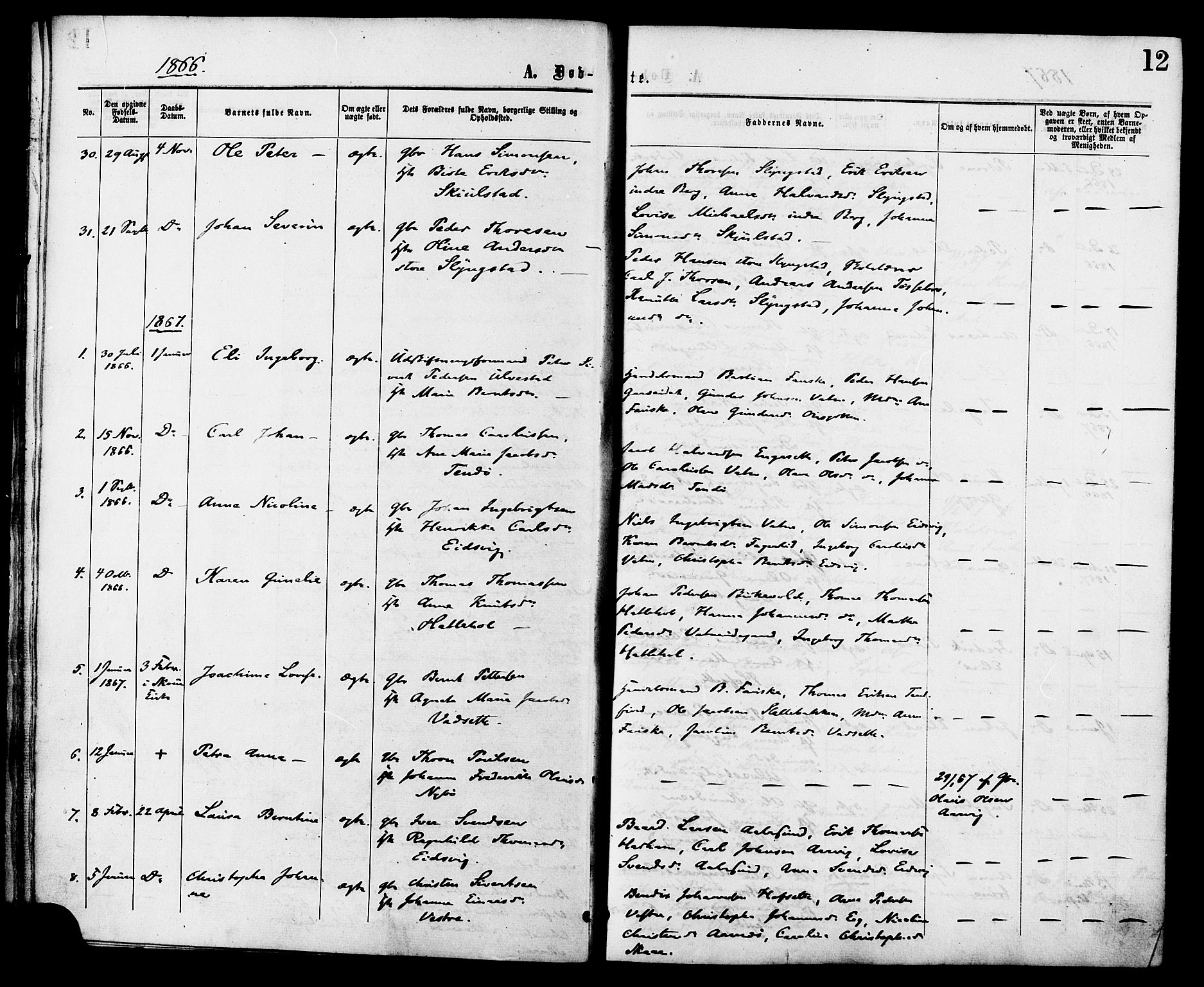 Ministerialprotokoller, klokkerbøker og fødselsregistre - Møre og Romsdal, AV/SAT-A-1454/525/L0373: Parish register (official) no. 525A03, 1864-1879, p. 12