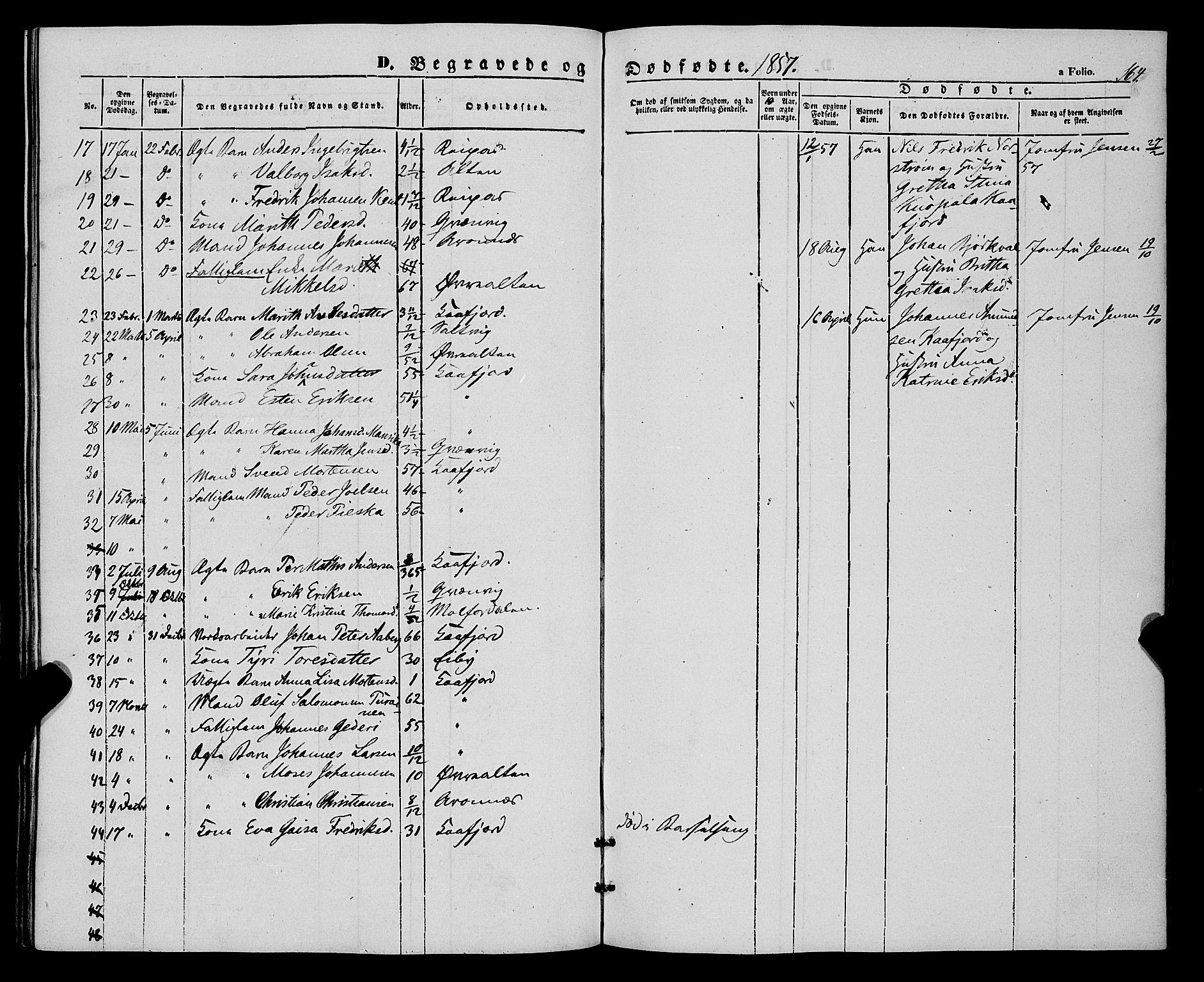 Talvik sokneprestkontor, SATØ/S-1337/H/Ha/L0016kirke: Parish register (official) no. 16, 1847-1857, p. 164