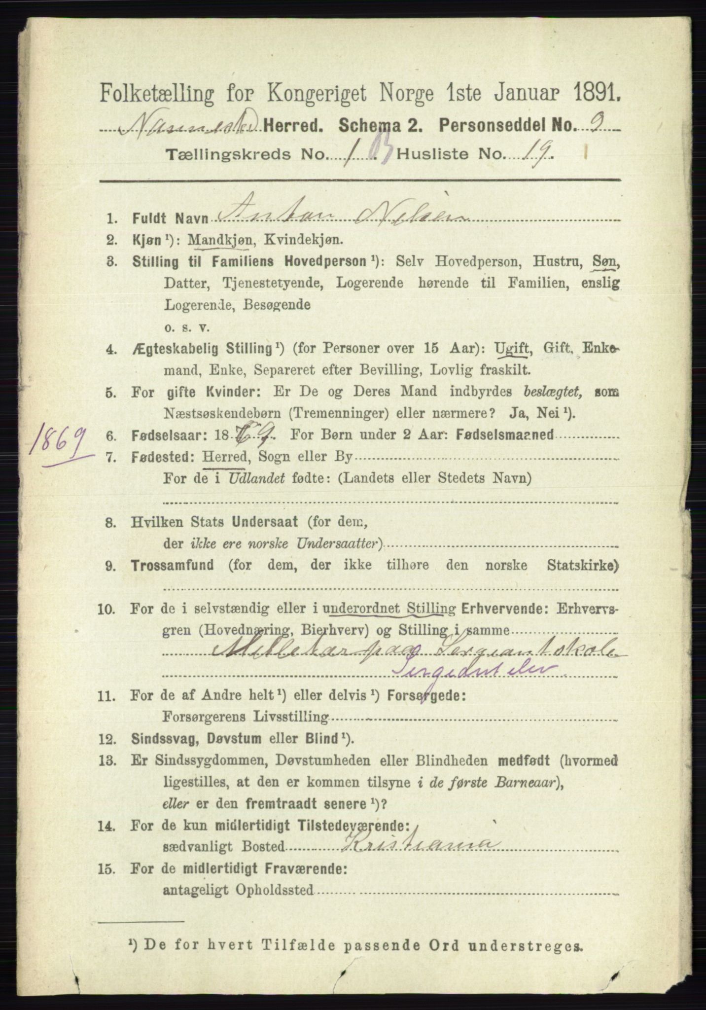 RA, 1891 census for 0238 Nannestad, 1891, p. 808