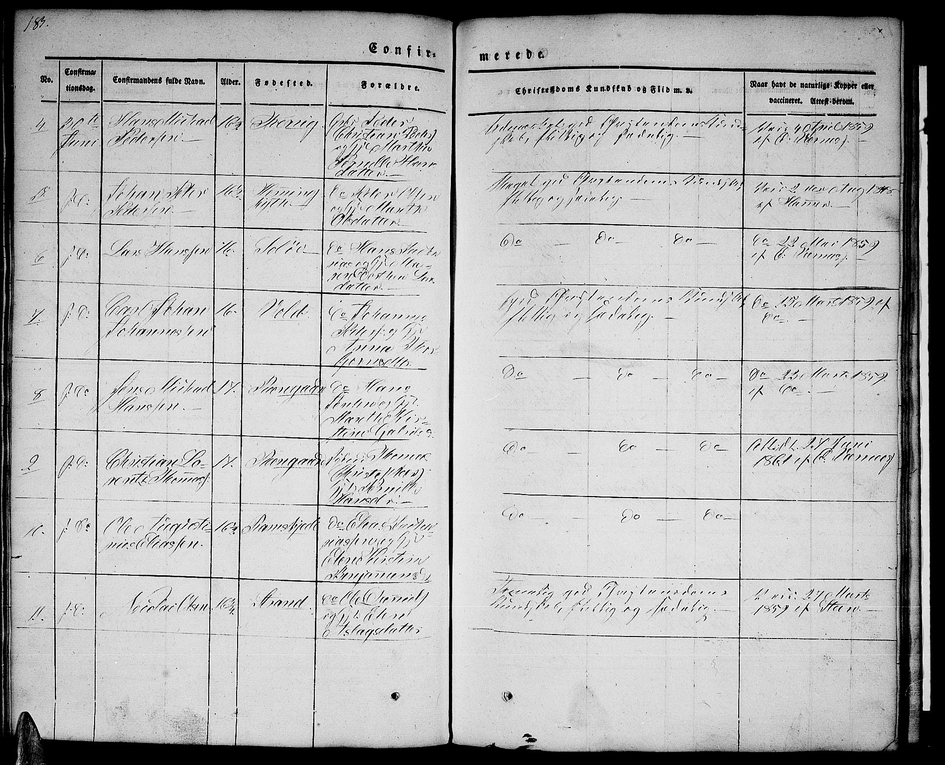 Ministerialprotokoller, klokkerbøker og fødselsregistre - Nordland, AV/SAT-A-1459/846/L0652: Parish register (copy) no. 846C02, 1841-1871, p. 183