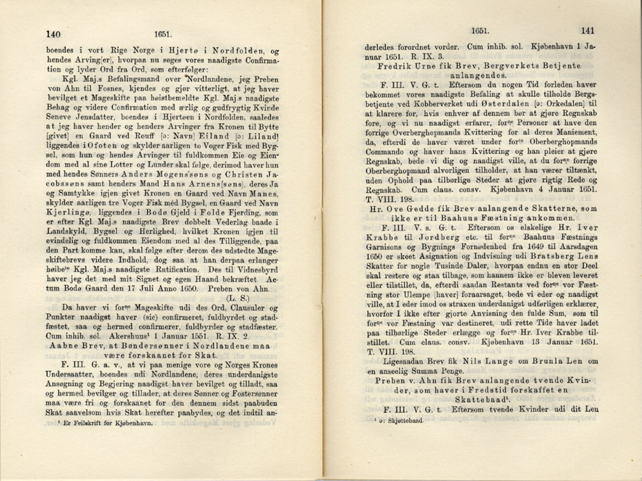 Publikasjoner utgitt av Det Norske Historiske Kildeskriftfond, PUBL/-/-/-: Norske Rigs-Registranter, bind 10, 1650-1653, p. 140-141
