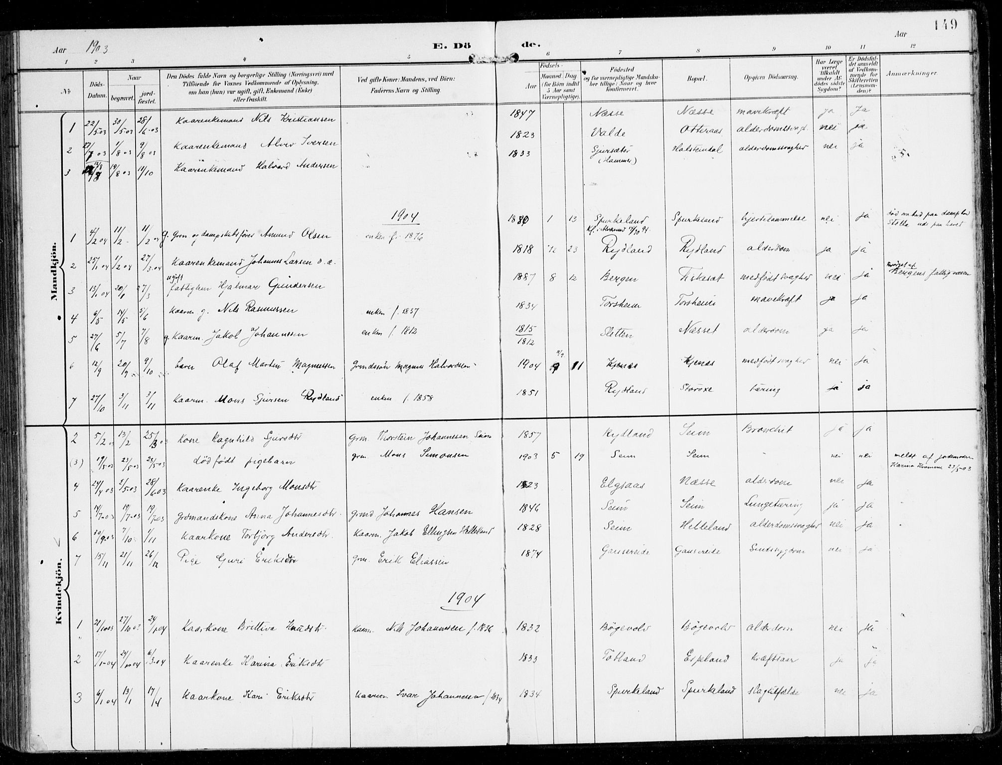 Alversund Sokneprestembete, SAB/A-73901/H/Ha/Haa/Haad/L0004: Parish register (official) no. D 4, 1898-1926, p. 149