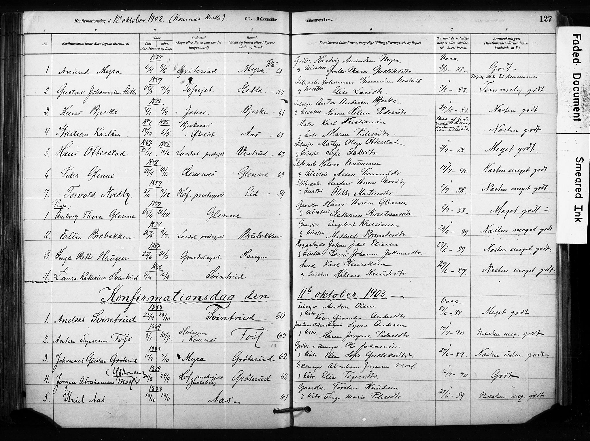 Sandsvær kirkebøker, AV/SAKO-A-244/F/Fc/L0001: Parish register (official) no. III 1, 1878-1923, p. 127