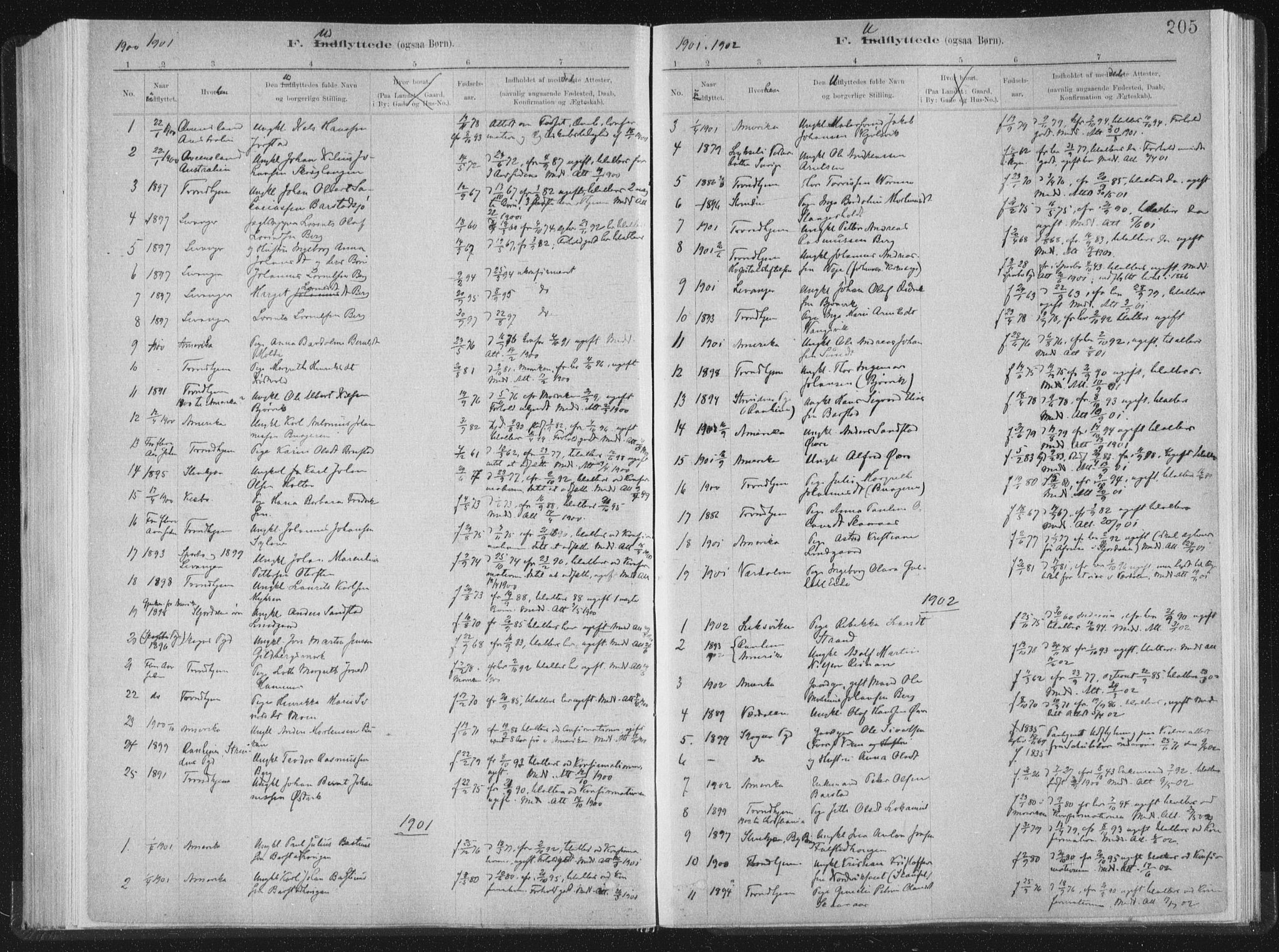 Ministerialprotokoller, klokkerbøker og fødselsregistre - Nord-Trøndelag, SAT/A-1458/722/L0220: Parish register (official) no. 722A07, 1881-1908, p. 205