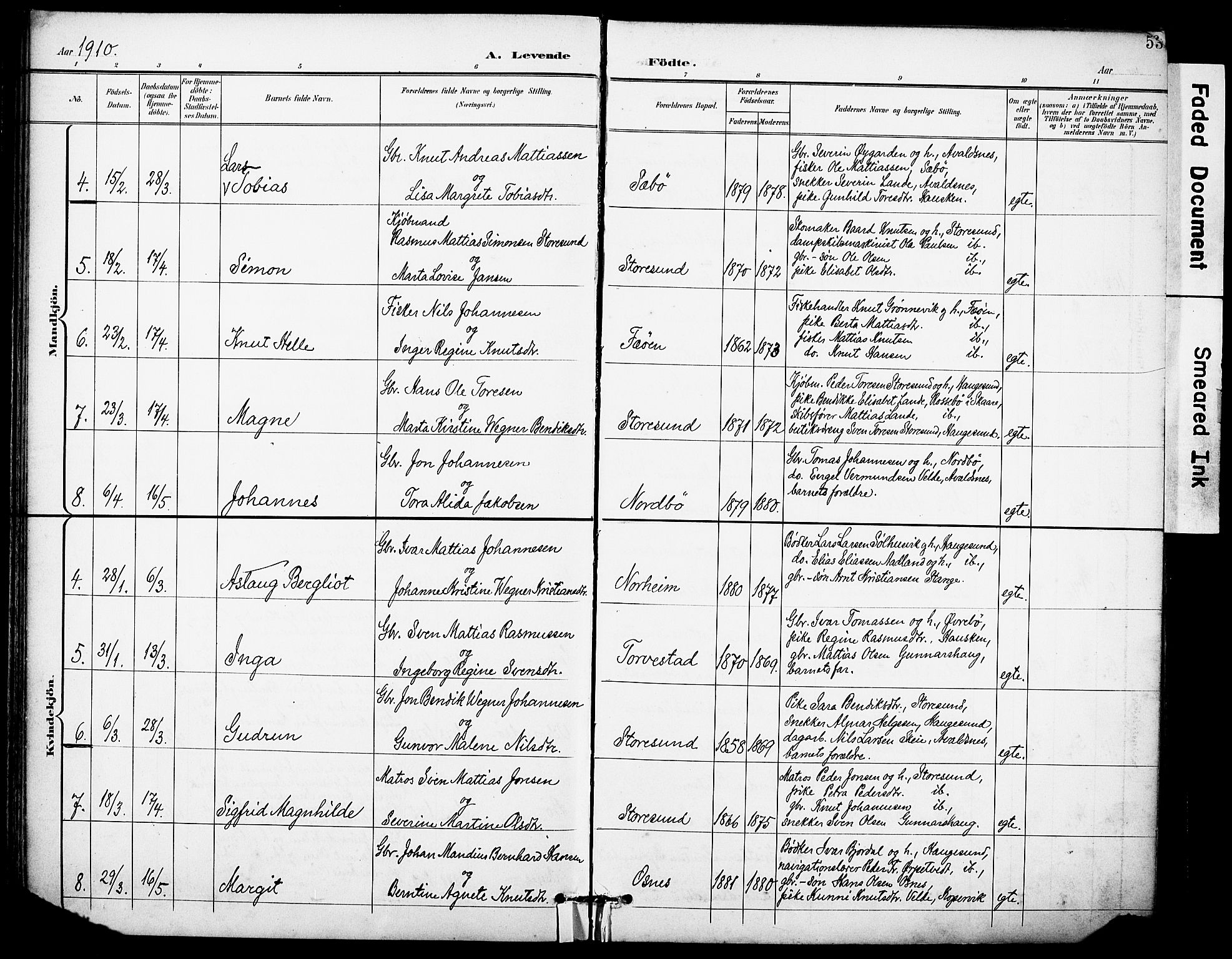 Torvastad sokneprestkontor, SAST/A -101857/H/Ha/Haa/L0017: Parish register (official) no. A 16, 1899-1911, p. 53