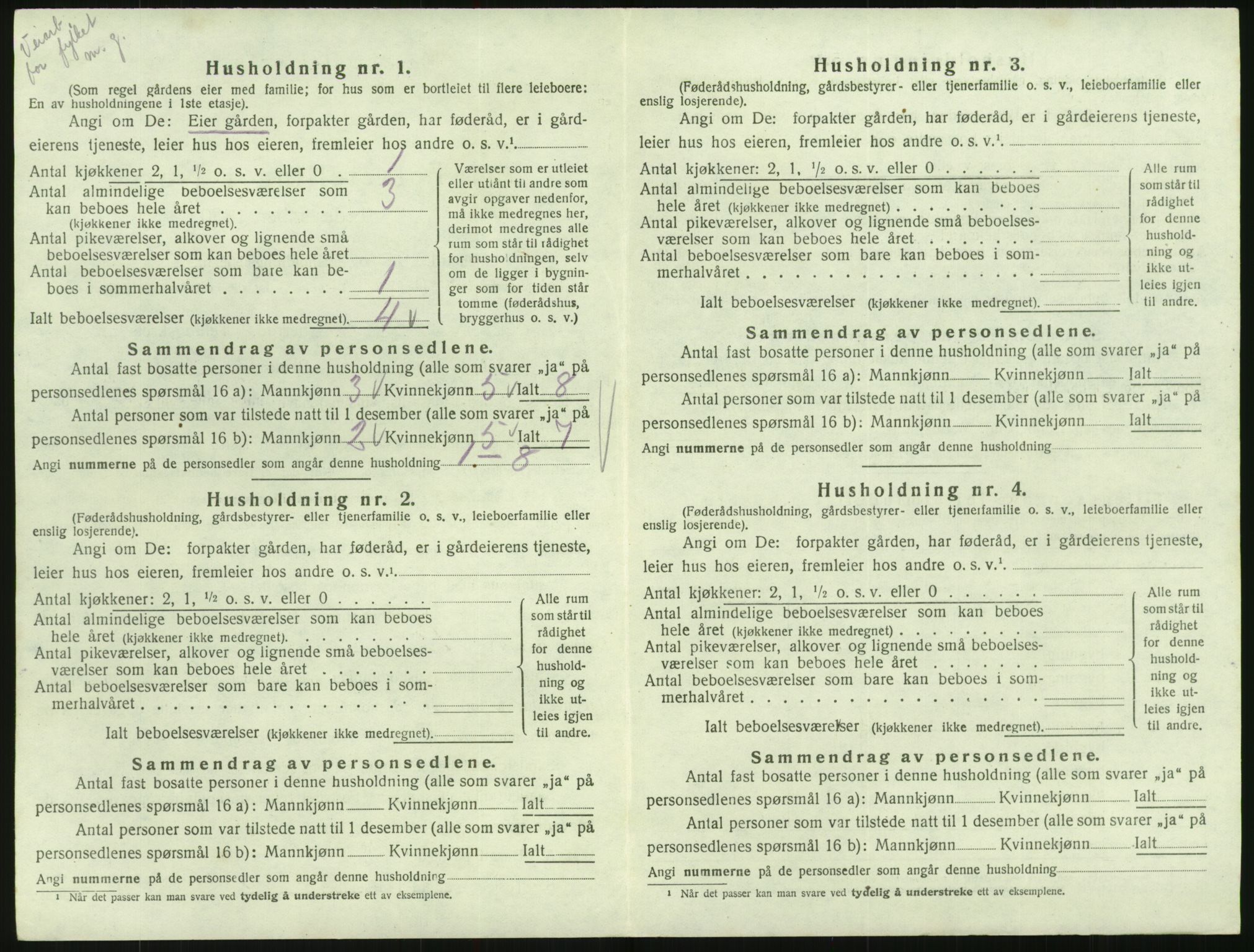 SAK, 1920 census for Hornnes, 1920, p. 154