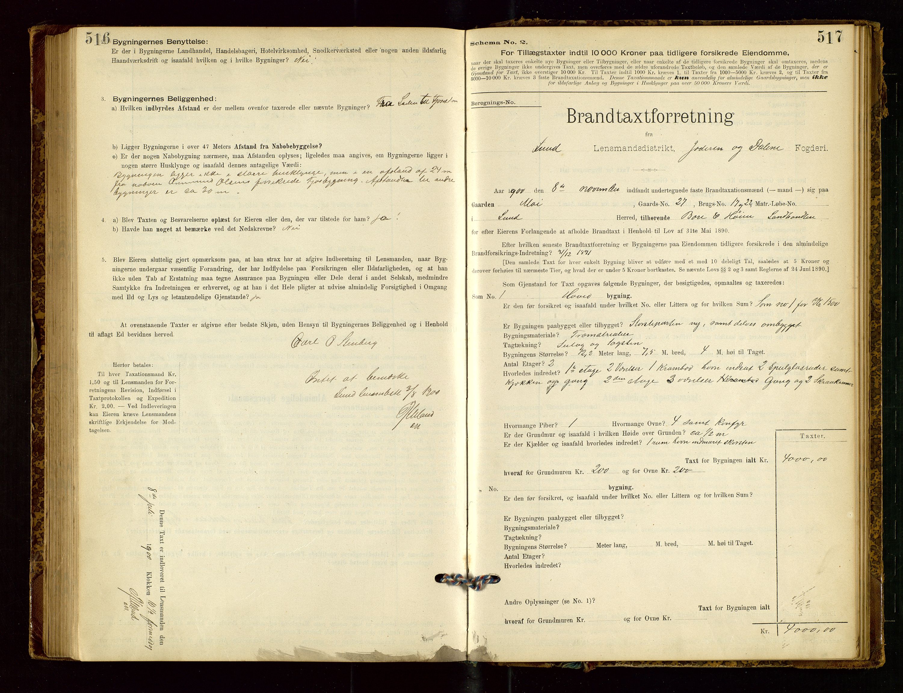 Lund lensmannskontor, SAST/A-100303/Gob/L0001: "Brandtakstprotokol", 1894-1907, p. 516-517