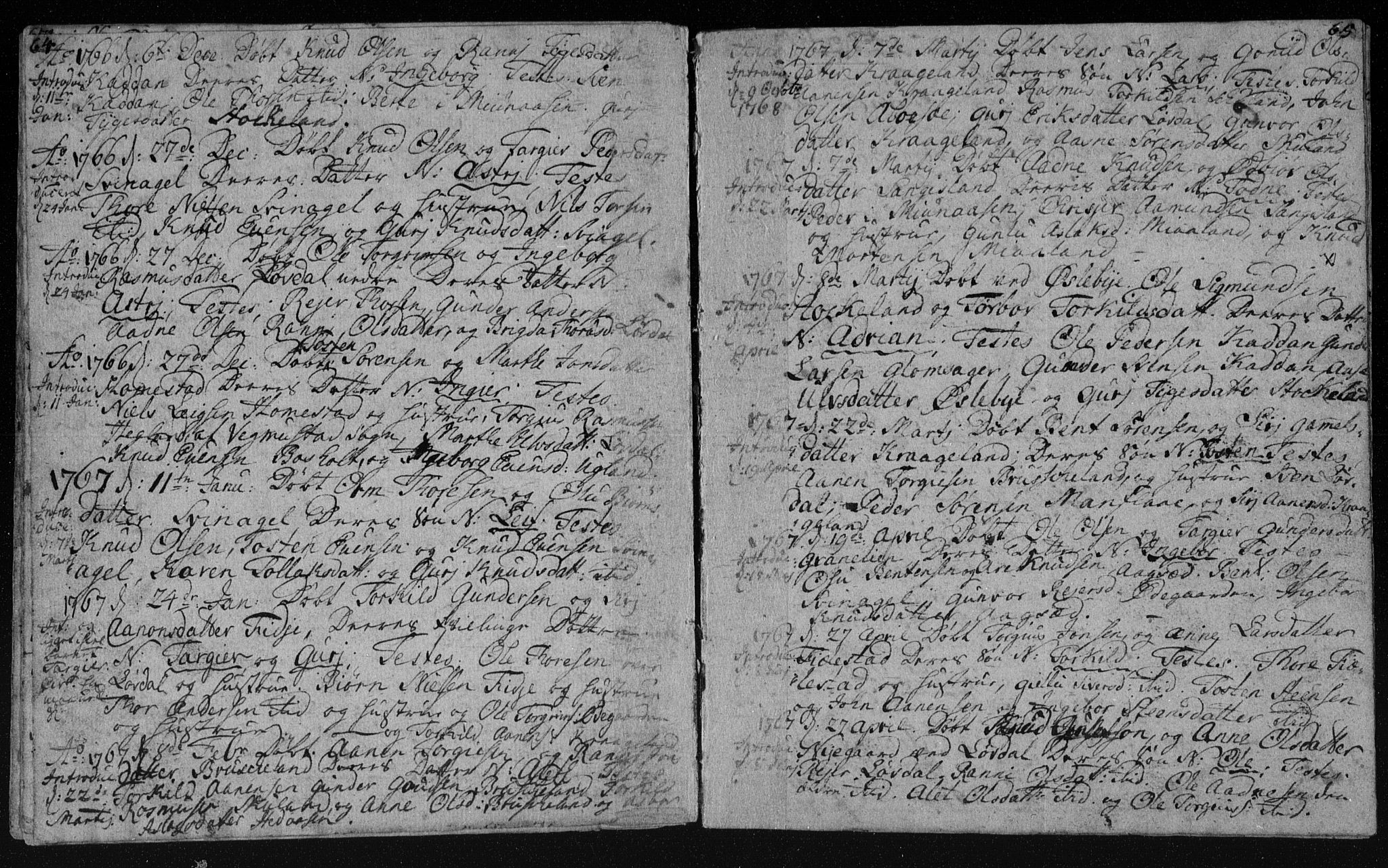 Holum sokneprestkontor, AV/SAK-1111-0022/F/Fa/Fab/L0003: Parish register (official) no. A 3, 1752-1774, p. 64-65