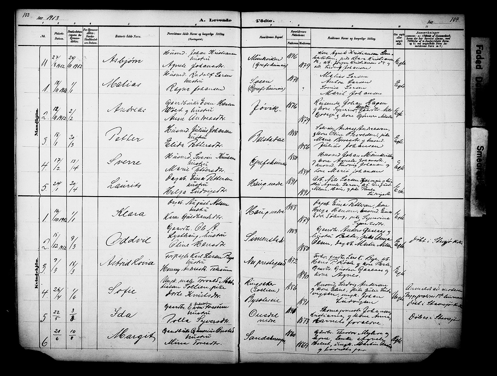 Nes prestekontor, Hedmark, AV/SAH-PREST-020/L/La/L0006: Parish register (copy) no. 6, 1890-1932, p. 103-104