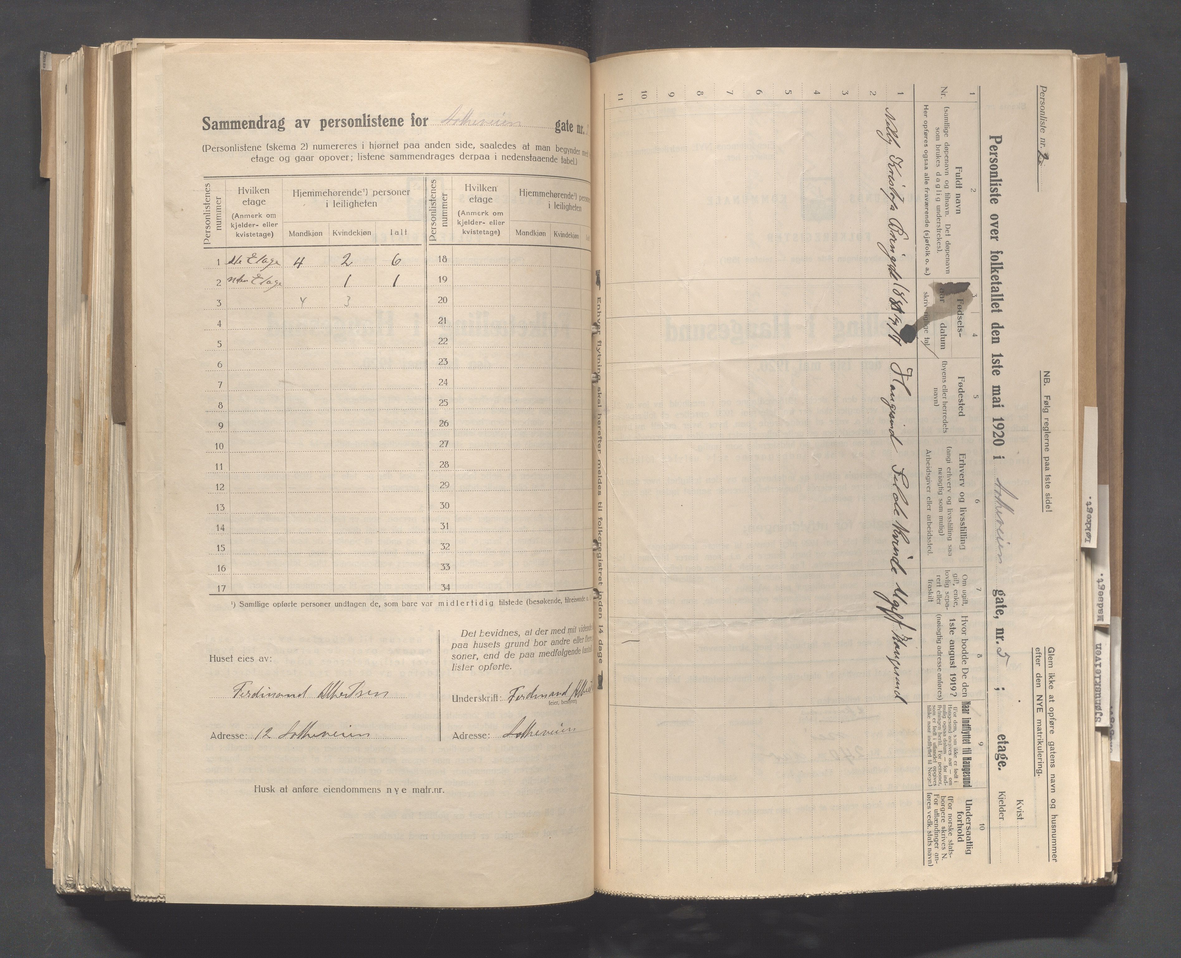 IKAR, Local census 1.5.1920 for Haugesund, 1920, p. 6195