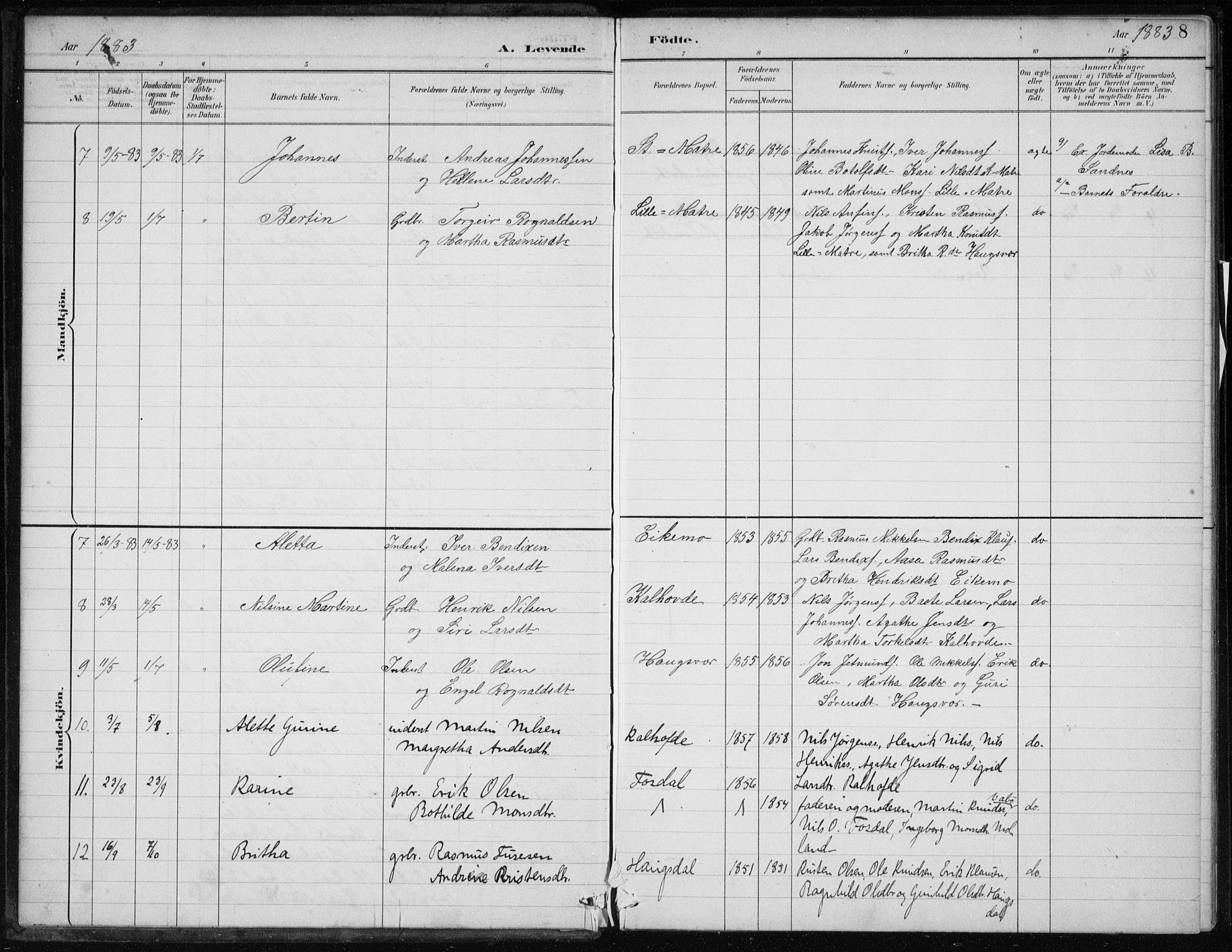 Masfjorden Sokneprestembete, SAB/A-77001: Parish register (official) no. C  1, 1882-1896, p. 8