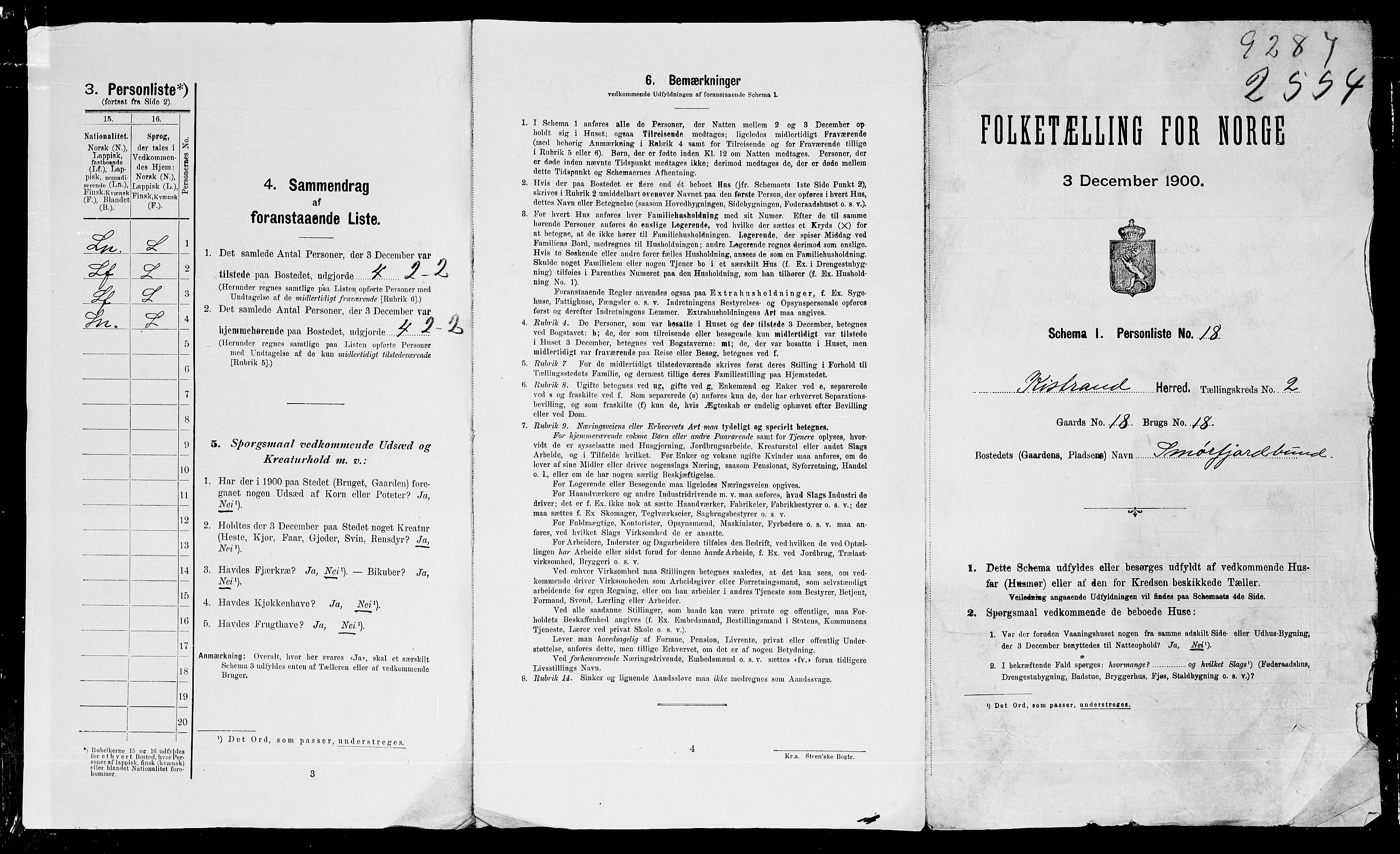 SATØ, 1900 census for Kistrand, 1900, p. 24